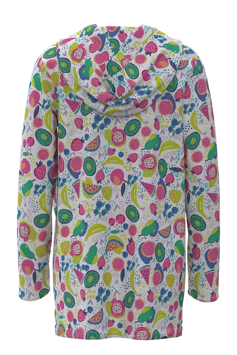 Girl's Catalina Beach Cover-Up Dress | White Fruit Party - Image 3