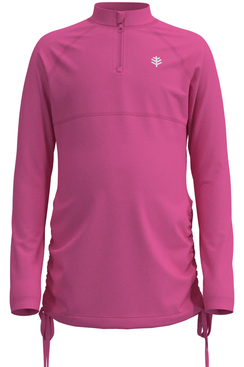 Girl's Lawai Ruche Long Sleeve Swim Shirt | Tulip Pink - Image 3