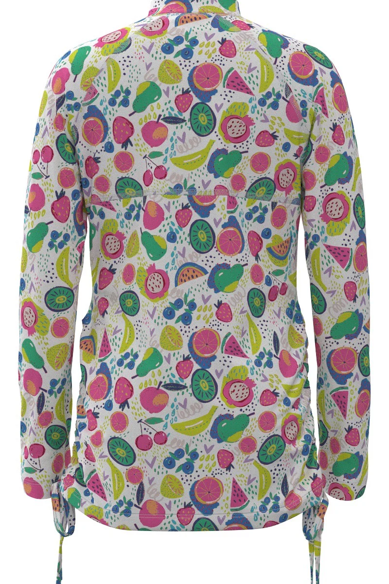 Girl's Lawai Ruche Long Sleeve Swim Shirt | White Fruit Party - Image 2
