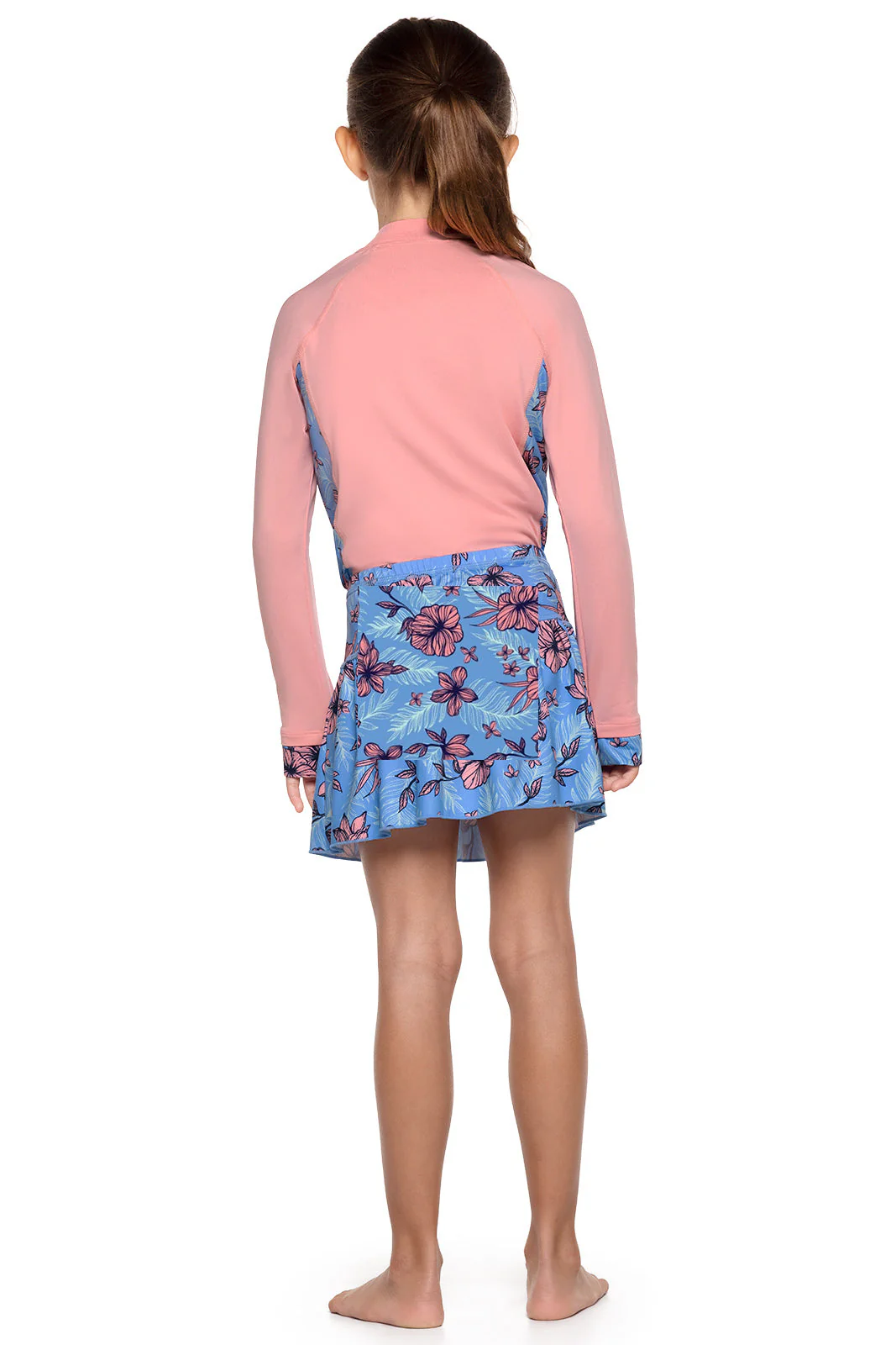 Girl's Wavecatcher Swim Skirt | Clear Sky Blue TROPICAL DAZE - Image 3