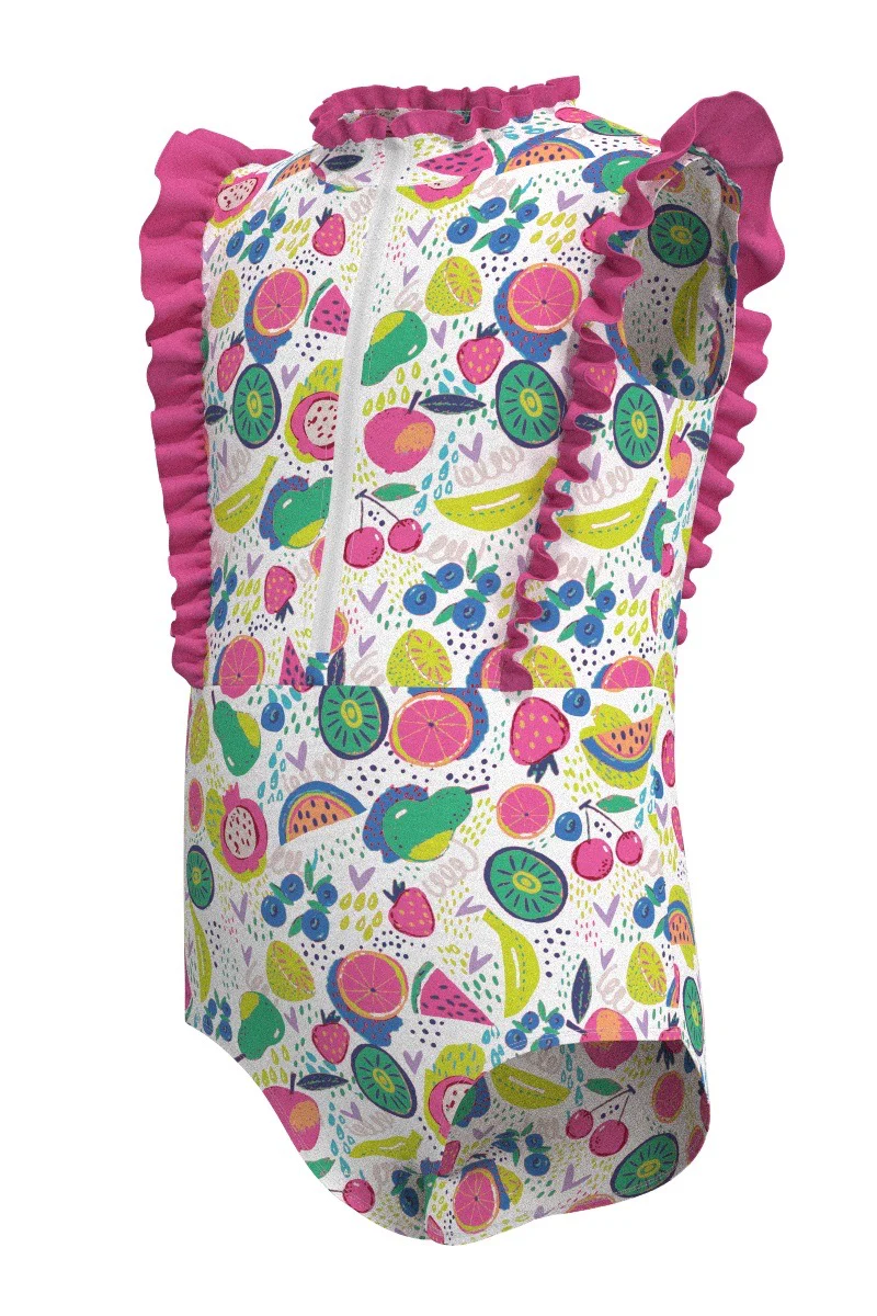 Kid's Angelfish Ruffle Swimsuit | White Fruit Party - Image 2