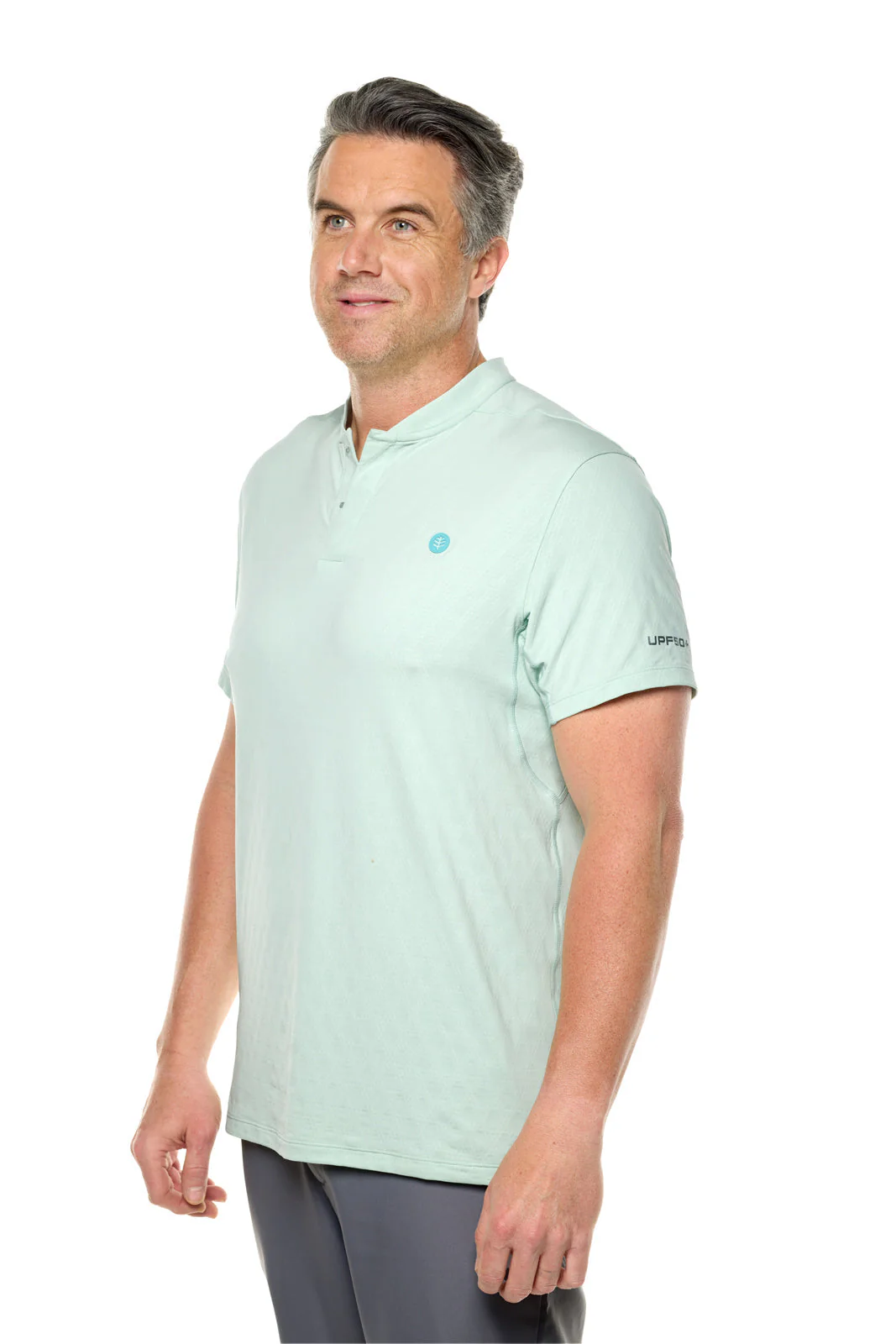 Men's Albatross Short Sleeve Polo | Misty Aqua Diamond Jacquard - Image 5