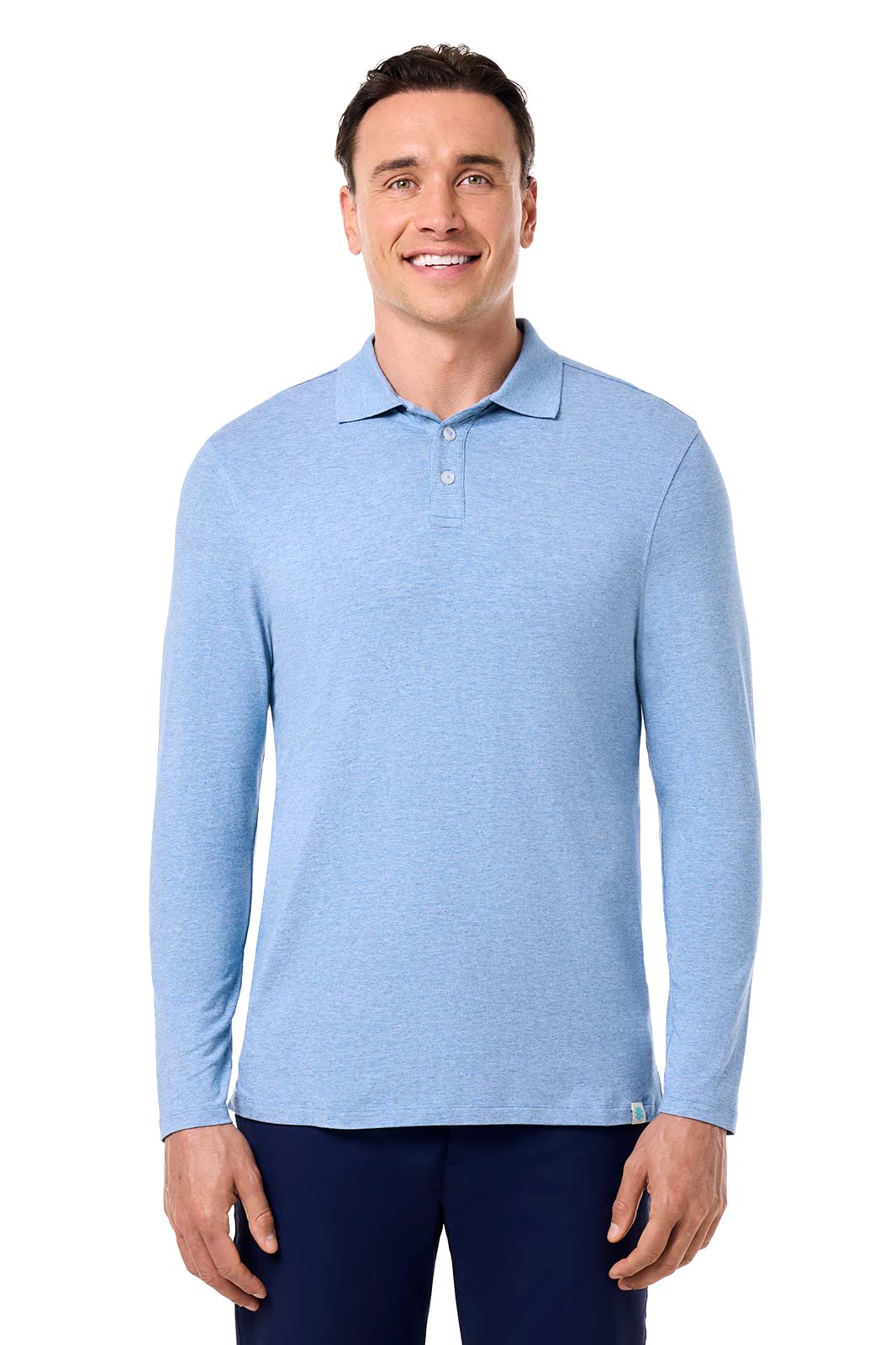 Men's Coppitt Long Sleeve Weekend Polo | Light Blue Heather - Image 6