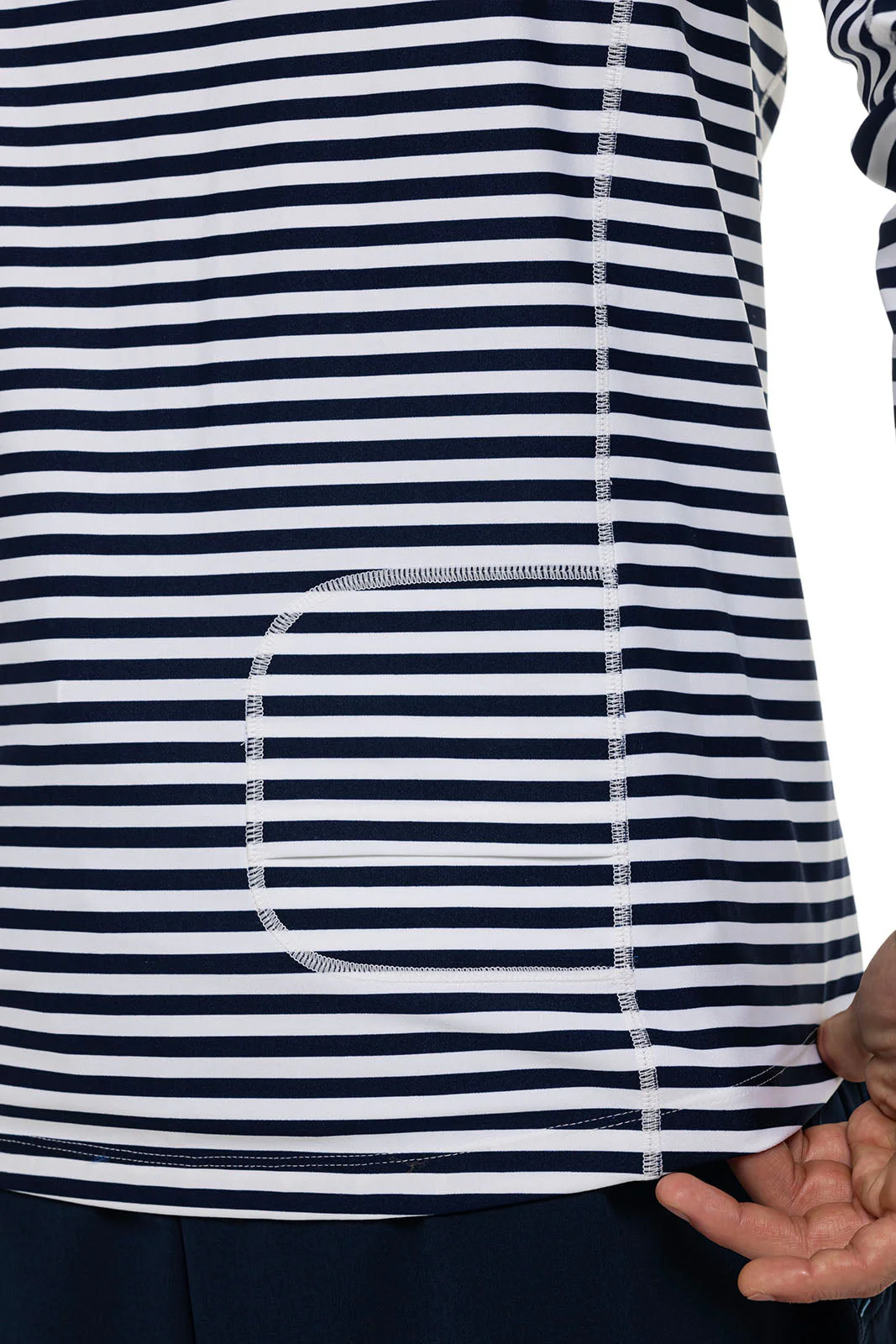 Men's Hightide Long Sleeve Swim Shirt | White/Navy Stripe - Image 5
