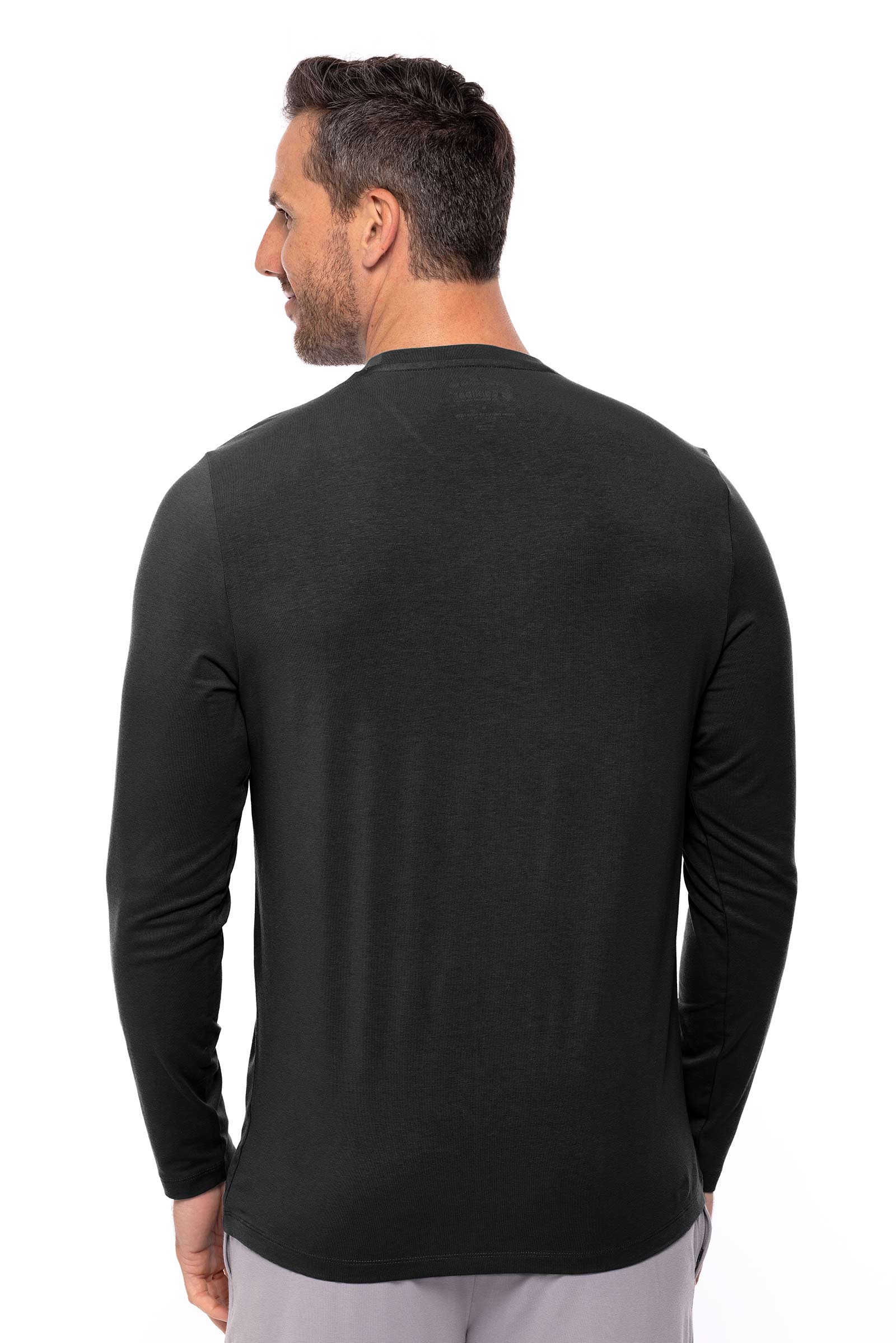 Men's Morada Everyday Long Sleeve V-Neck T-Shirt | Black - Image 3