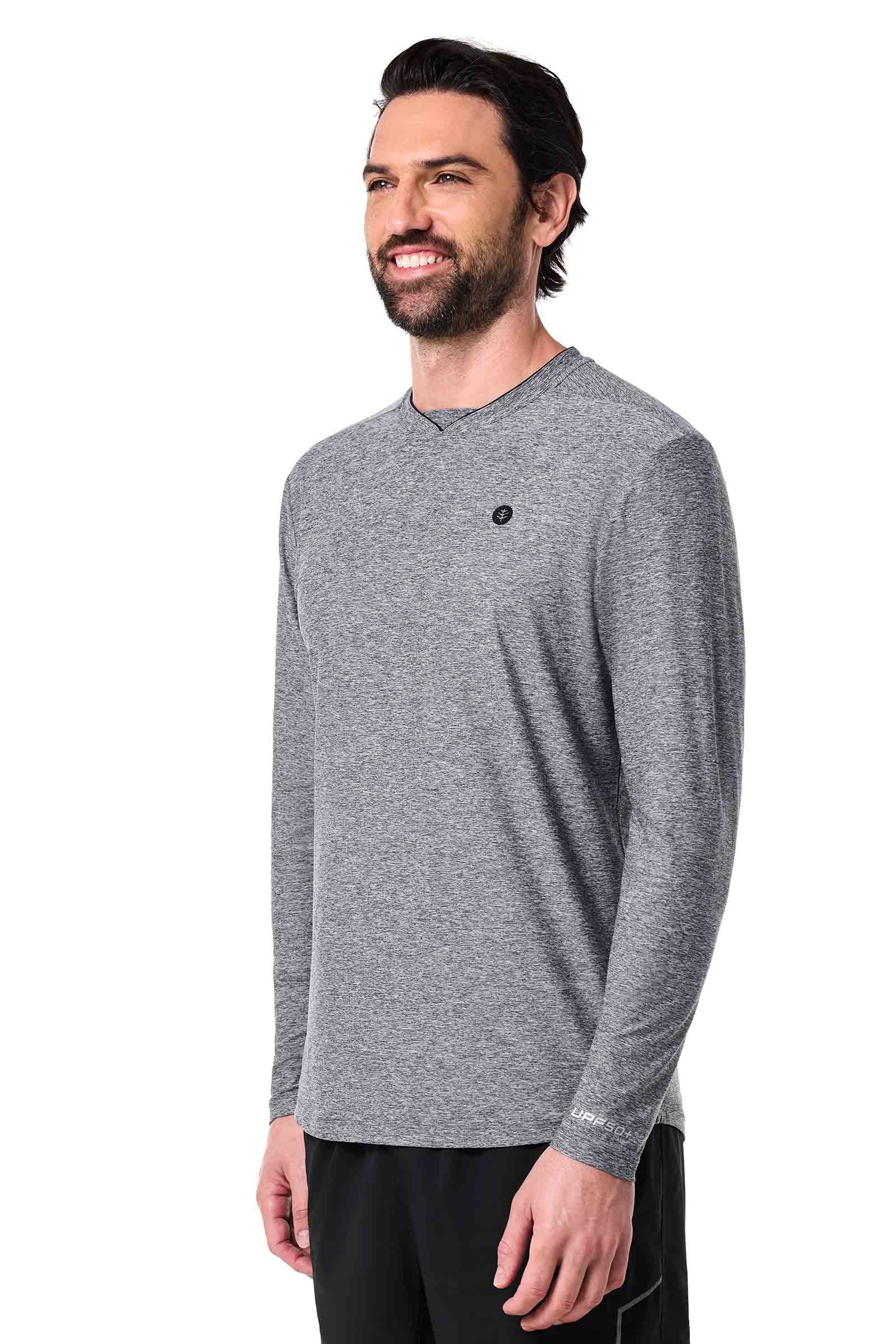 Men's Tiebreaker Long Sleeve Tennis T-Shirt | Charcoal Heather - Image 3