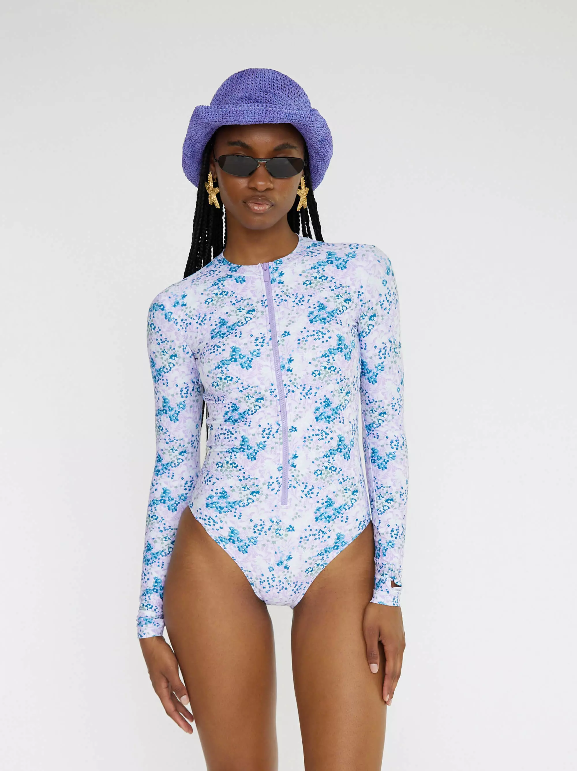 Women's Long Sleeve Swimsuit | Lavender Fields