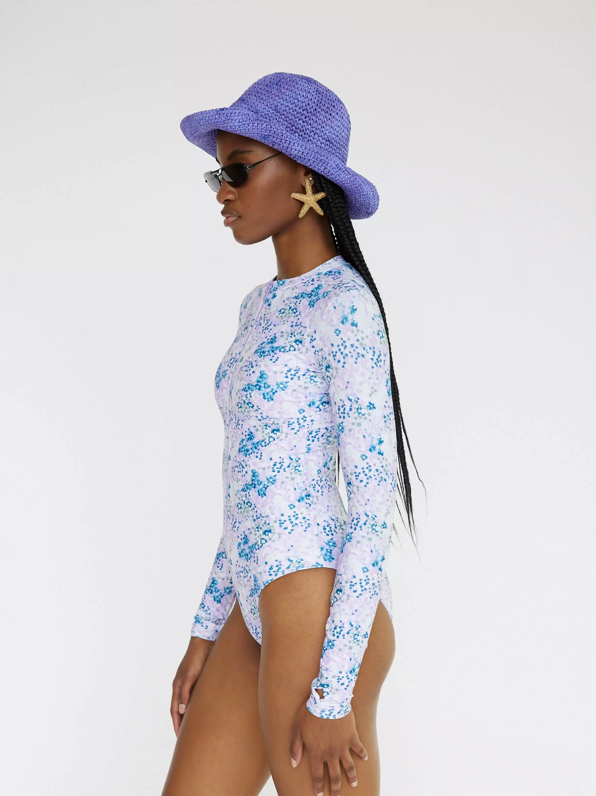 Women's Long Sleeve Swimsuit | Lavender Fields - Image 4