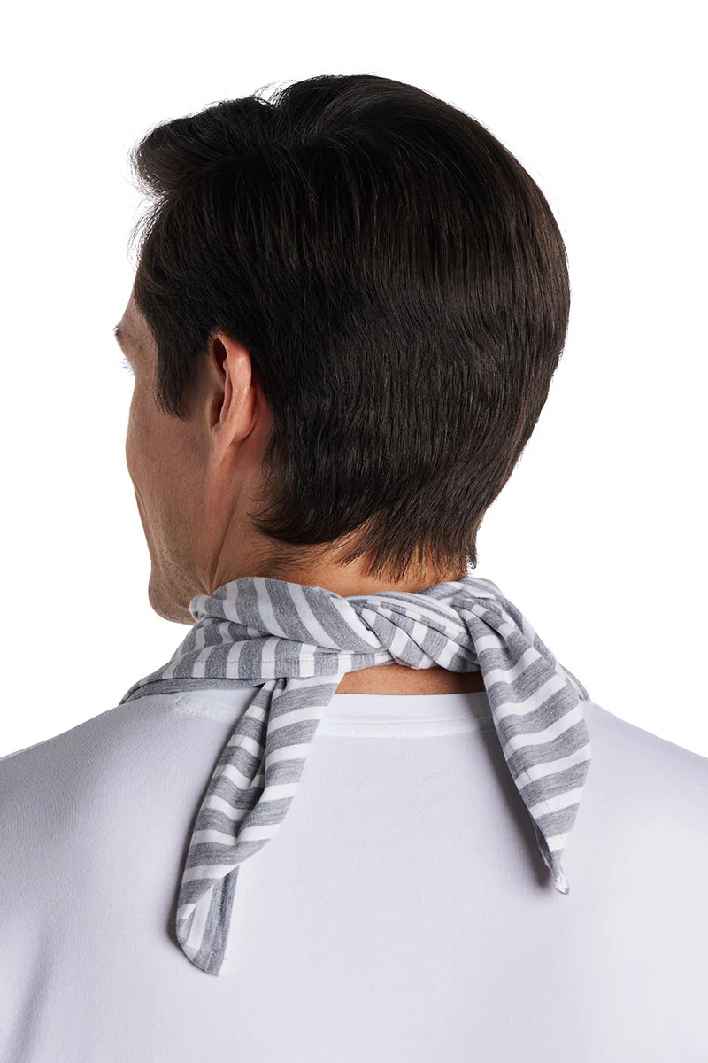 Unisex Sanibel Everyday Beach Bandana | Grey/White Stripe - Image 7