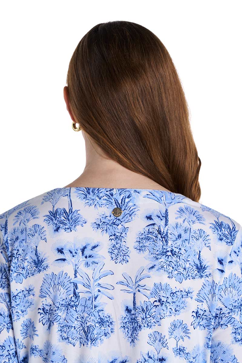 Women's Oceanside Tunic Dress with 3/4 Sleeve | Periwinkle Isla Bonita - Image 4