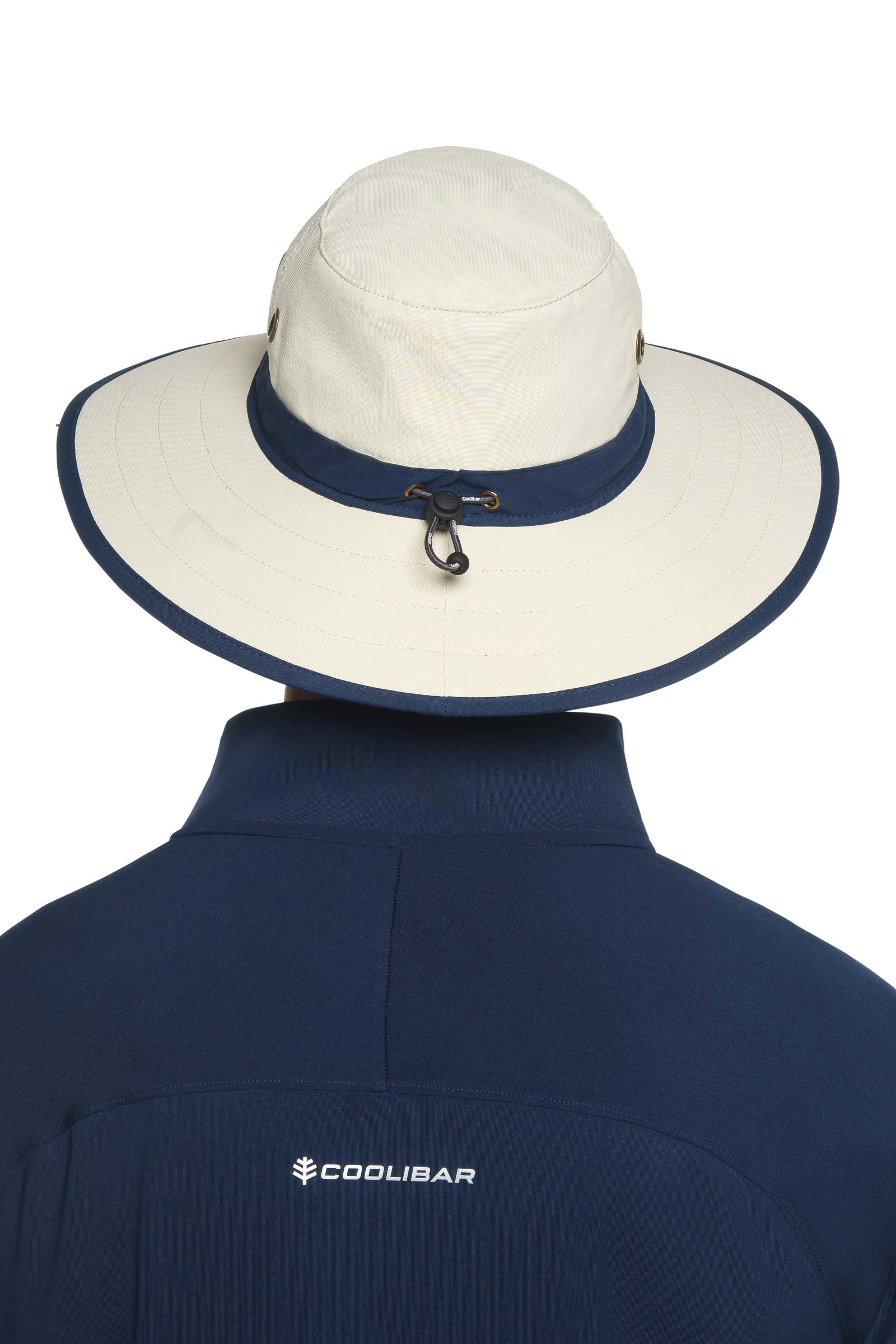 Unisex Matchplay Wide Brim Golf Hat | Stone/Navy - Image 6