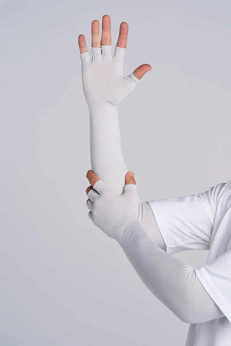 Unisex Perpetua Long Fingerless Gloves | Sleek Grey - Image 2