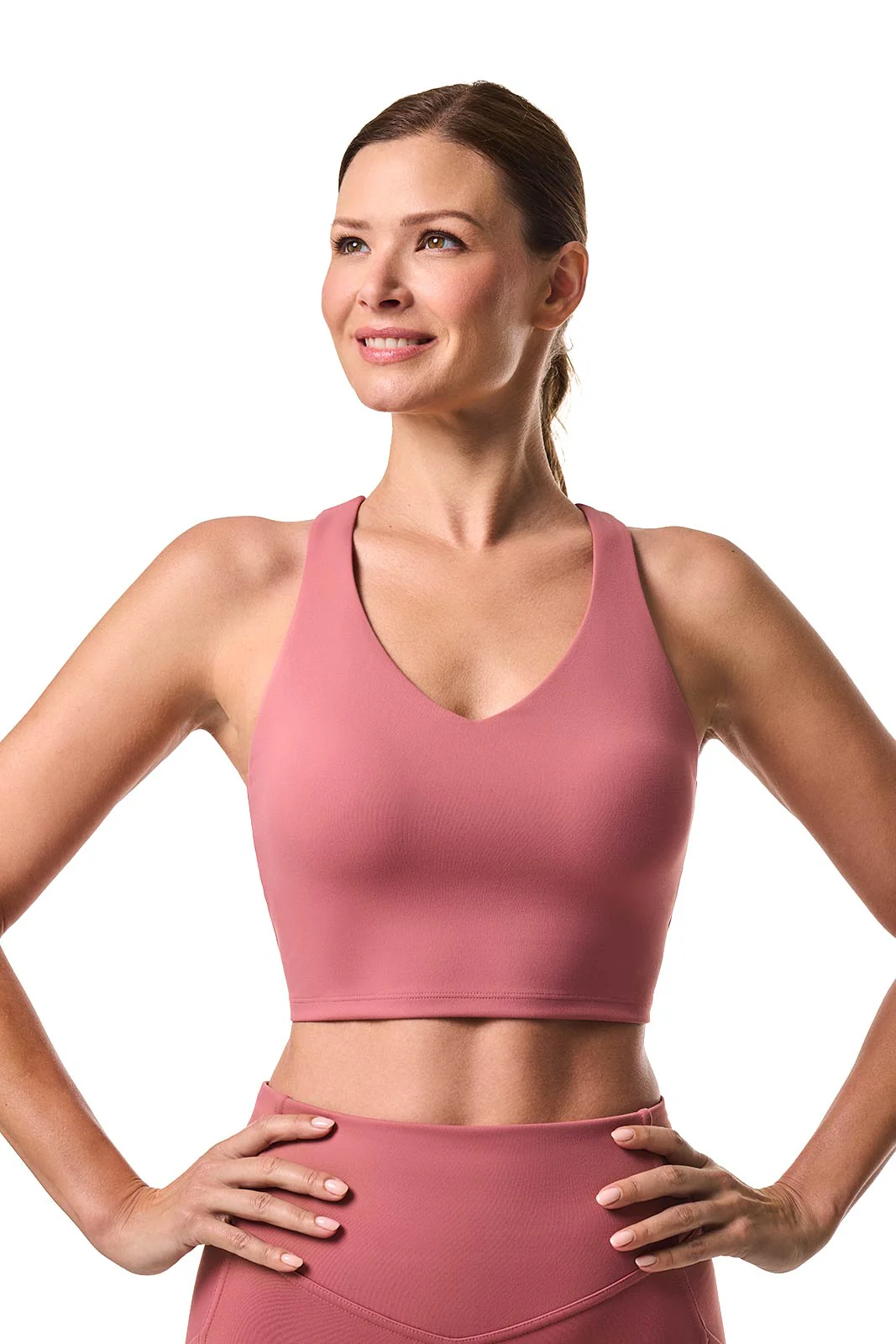 Women's Ananda Long Yoga Sports Bra | Terracotta Rose - Image 3