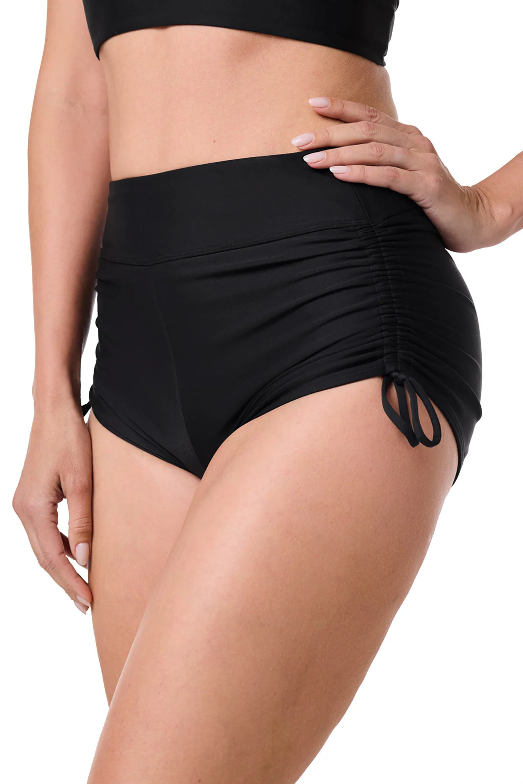 Women's Bayshore Ruched Swim Shorts | Black - Image 3