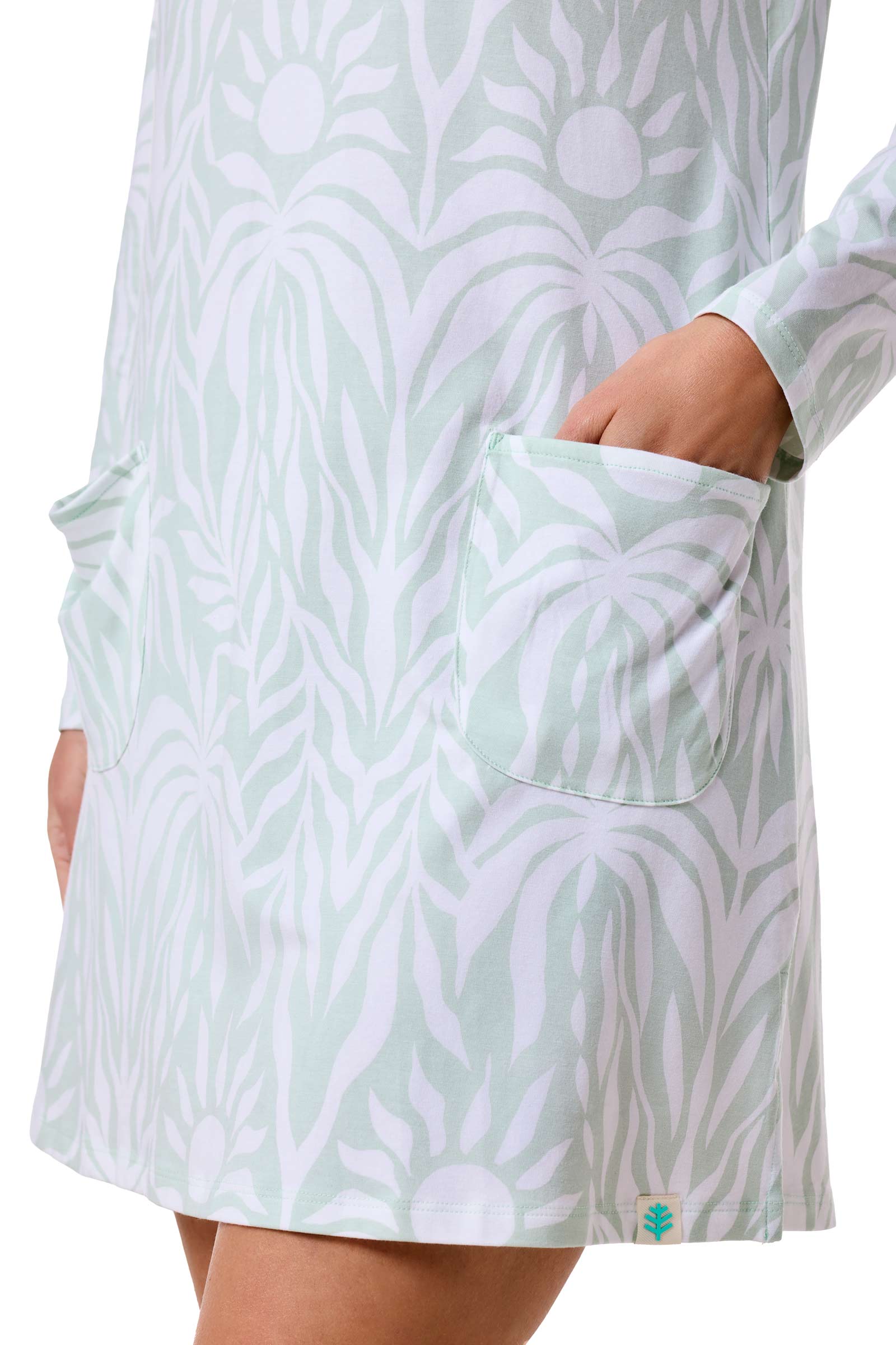 Women's Catalina Cover-Up Dress with Pockets | Misty Aqua American Palm - Image 7