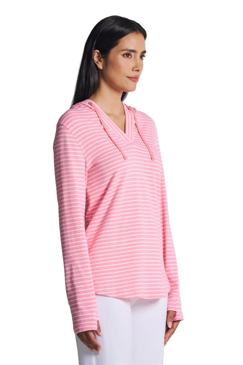 Women's Catalina Hoodie | Flamingo Pink/White Stripe - Image 3