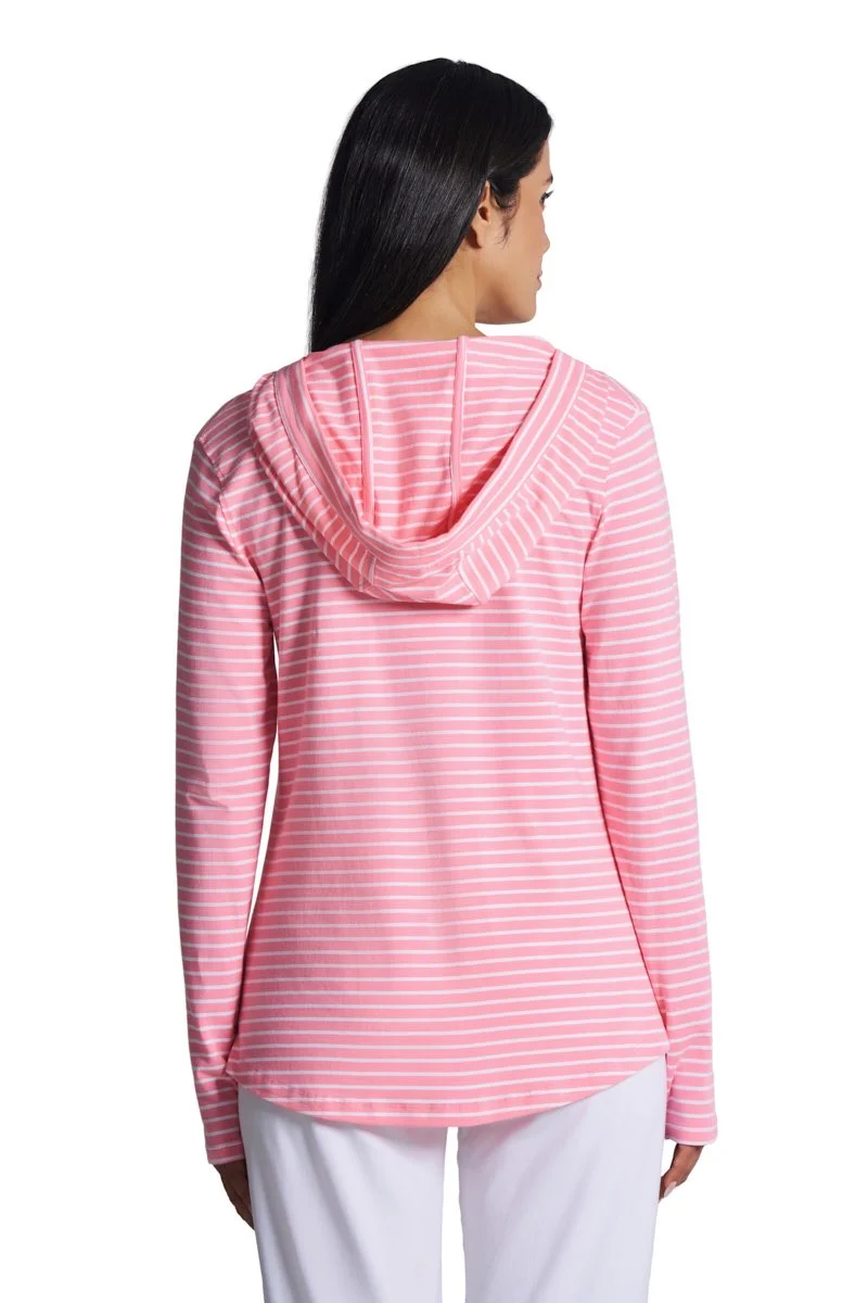 Women's Catalina Hoodie | Flamingo Pink/White Stripe - Image 4