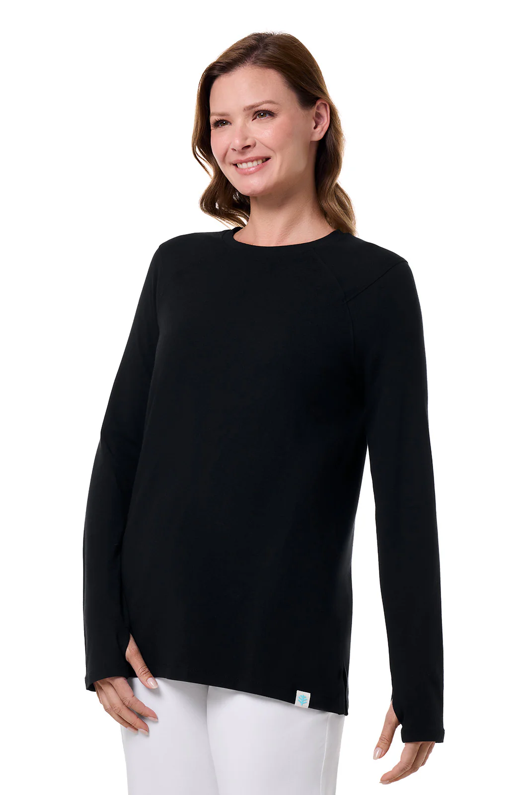 Women's Dania Long Sleeve T-Shirt with Thumbholes | Black - Image 3