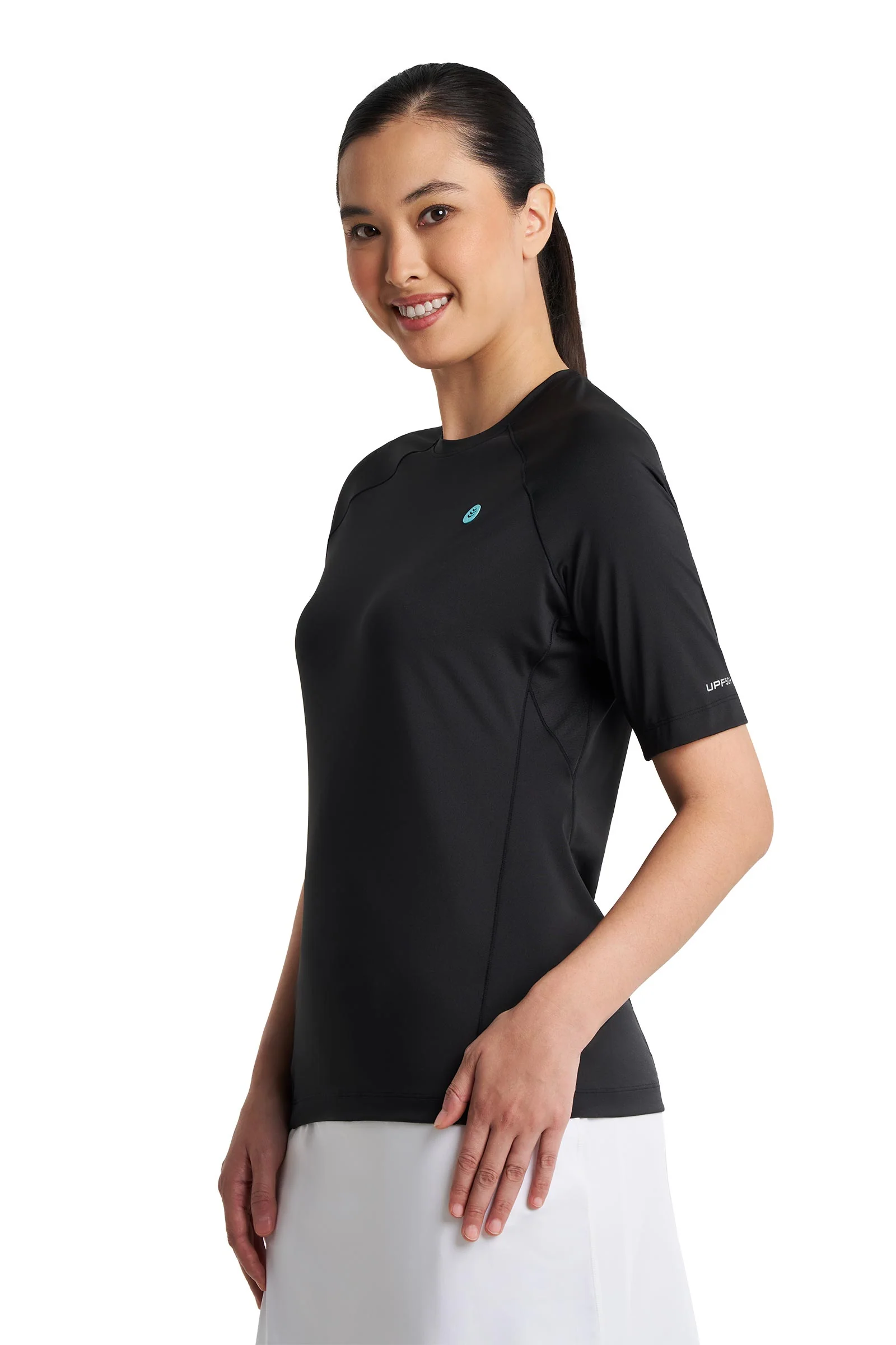 Women's Devi Short Sleeve Fitness Shirt | Black - Image 5