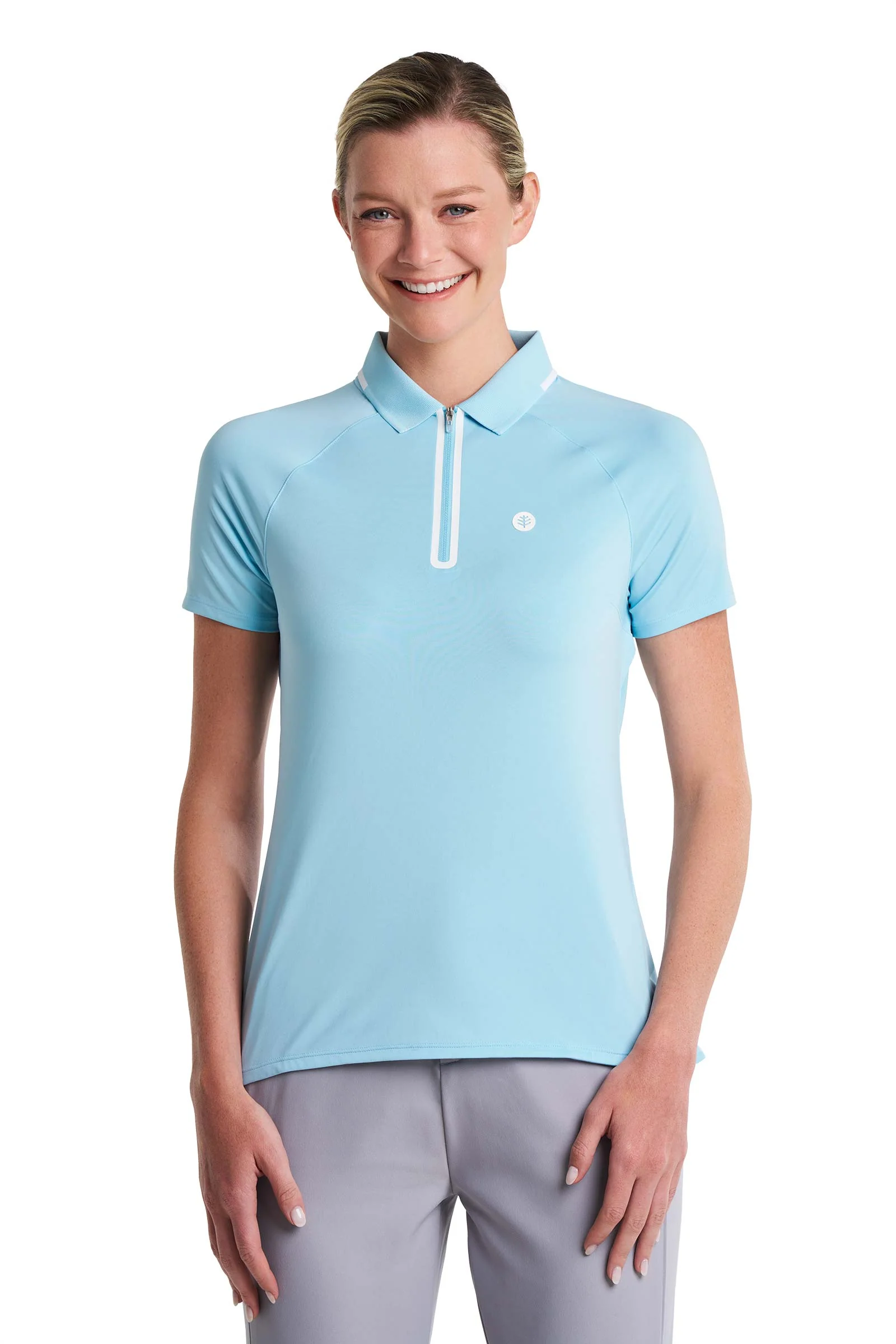 Women's Double Eagle Short Sleeve Sports Polo | Arctic Blue - Image 4