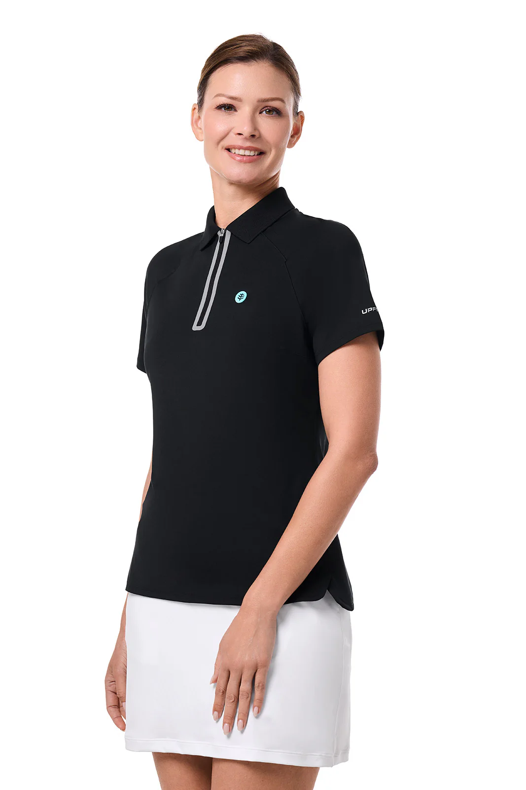 Women's Double Eagle Short Sleeve Sports Polo | Black - Image 3
