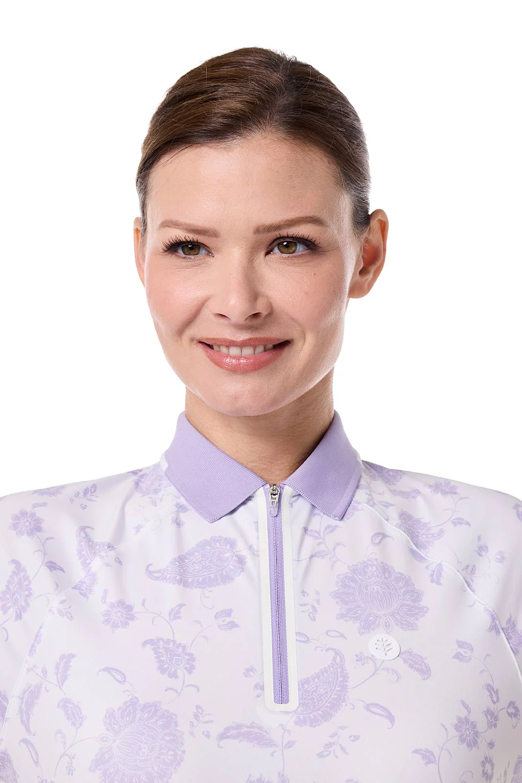 Women's Double Eagle Short Sleeve Sports Polo | White Floral Paisley - Image 4