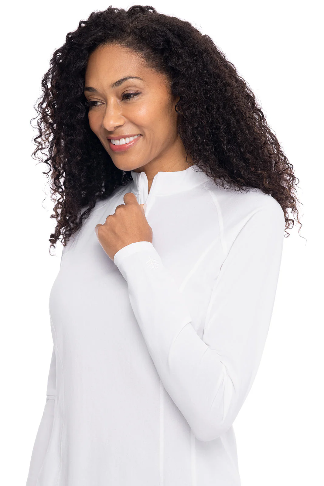 Women's Freestyle Long Sleeve Quarter Zip Rash Guard | White - Image 6