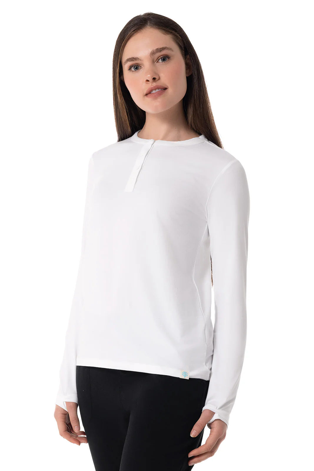 Women's Hallandale Long Sleeve Henley T-Shirt | White - Image 4