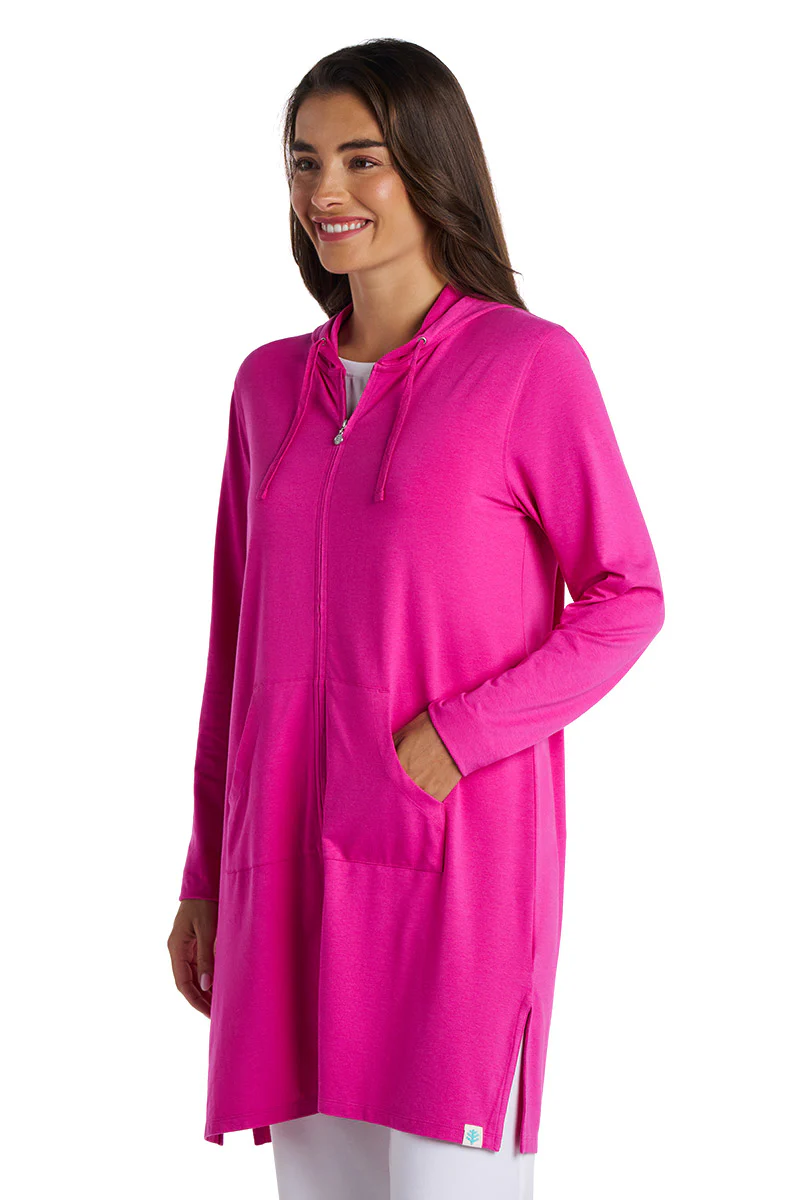 Women's Cabana Long Zip-Up Hoodie | Fuchsia - Image 5