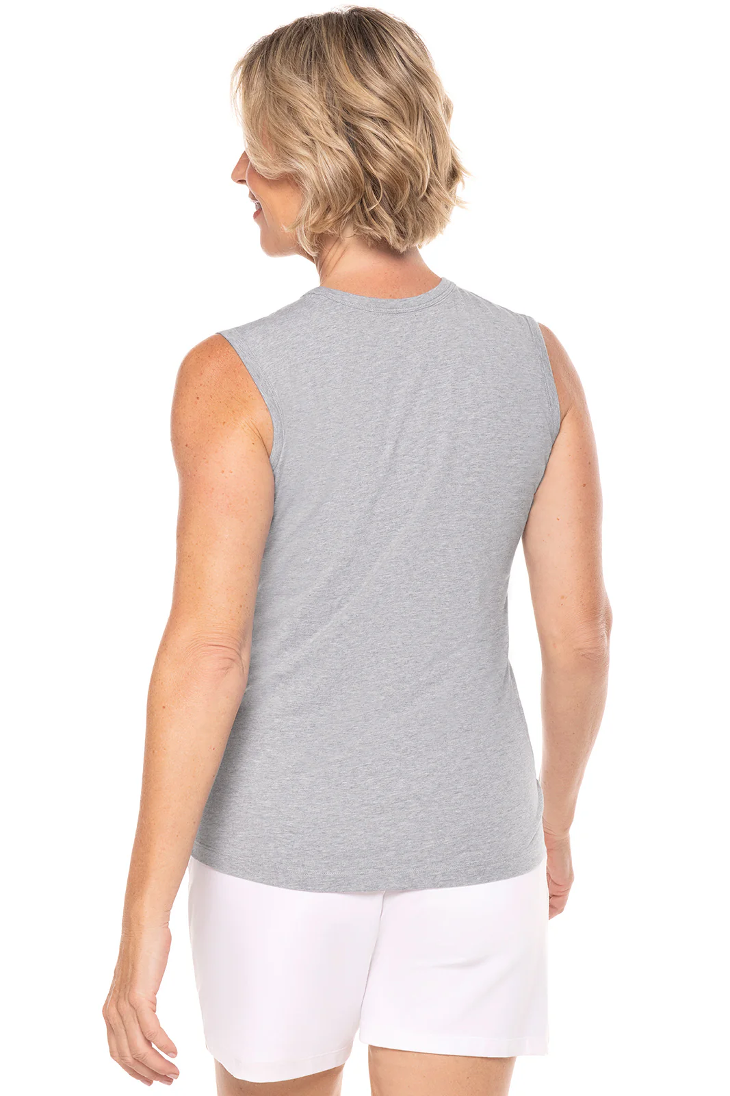 Women's LumaLeo High Neck Tank Top | Grey Heather - Image 2