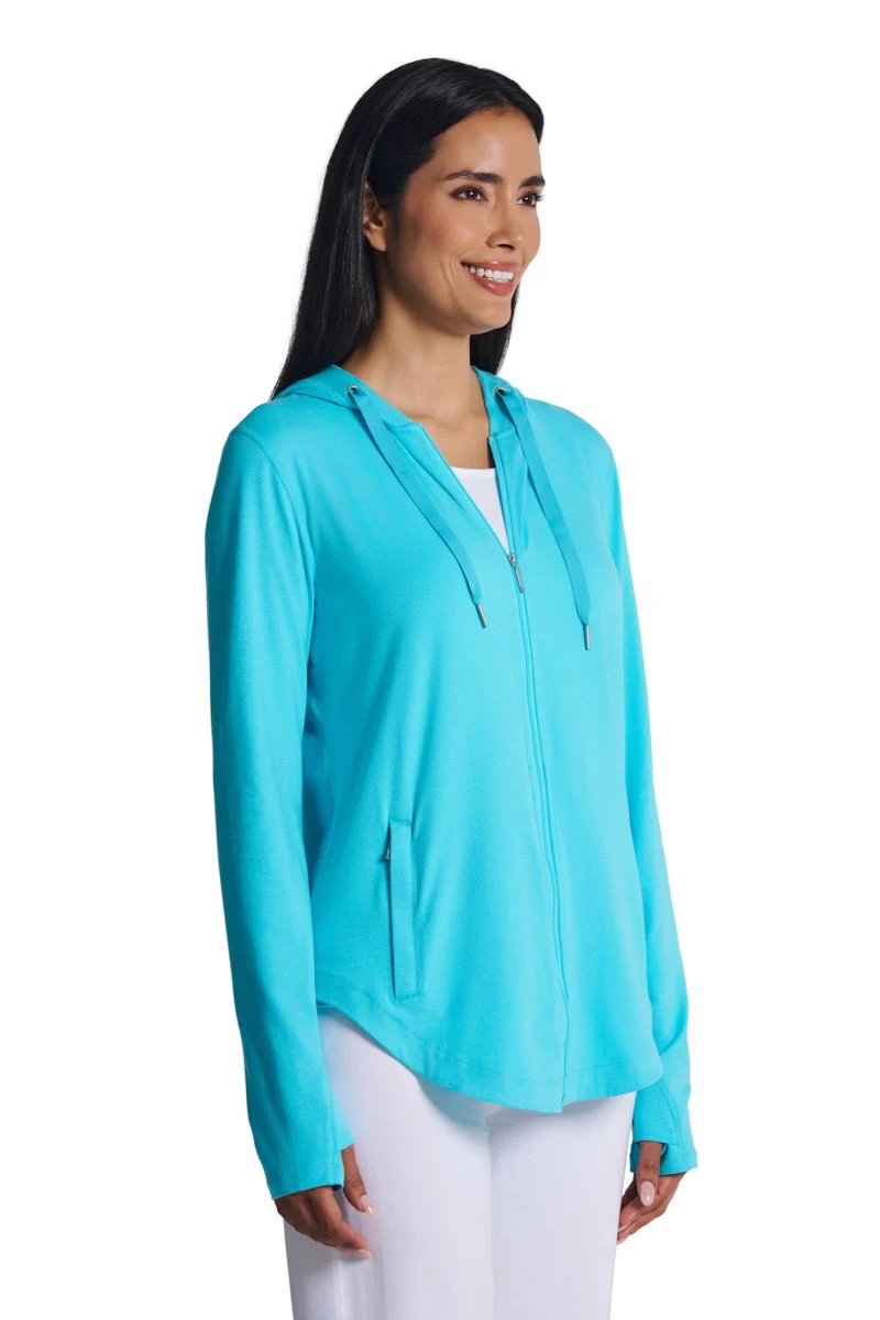 Women's LumaLeo Zip-Up Hoodie | Blue Curacao - Image 3