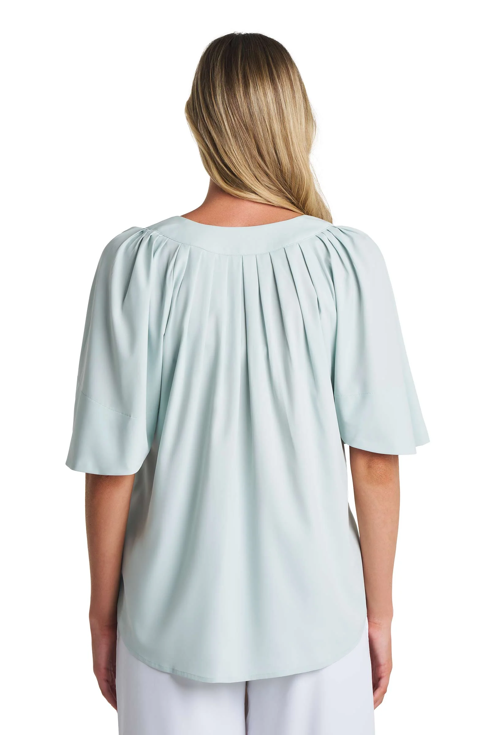 Women's Miami Springs Flutter Sleeve Blouse | Misty Aqua - Image 4