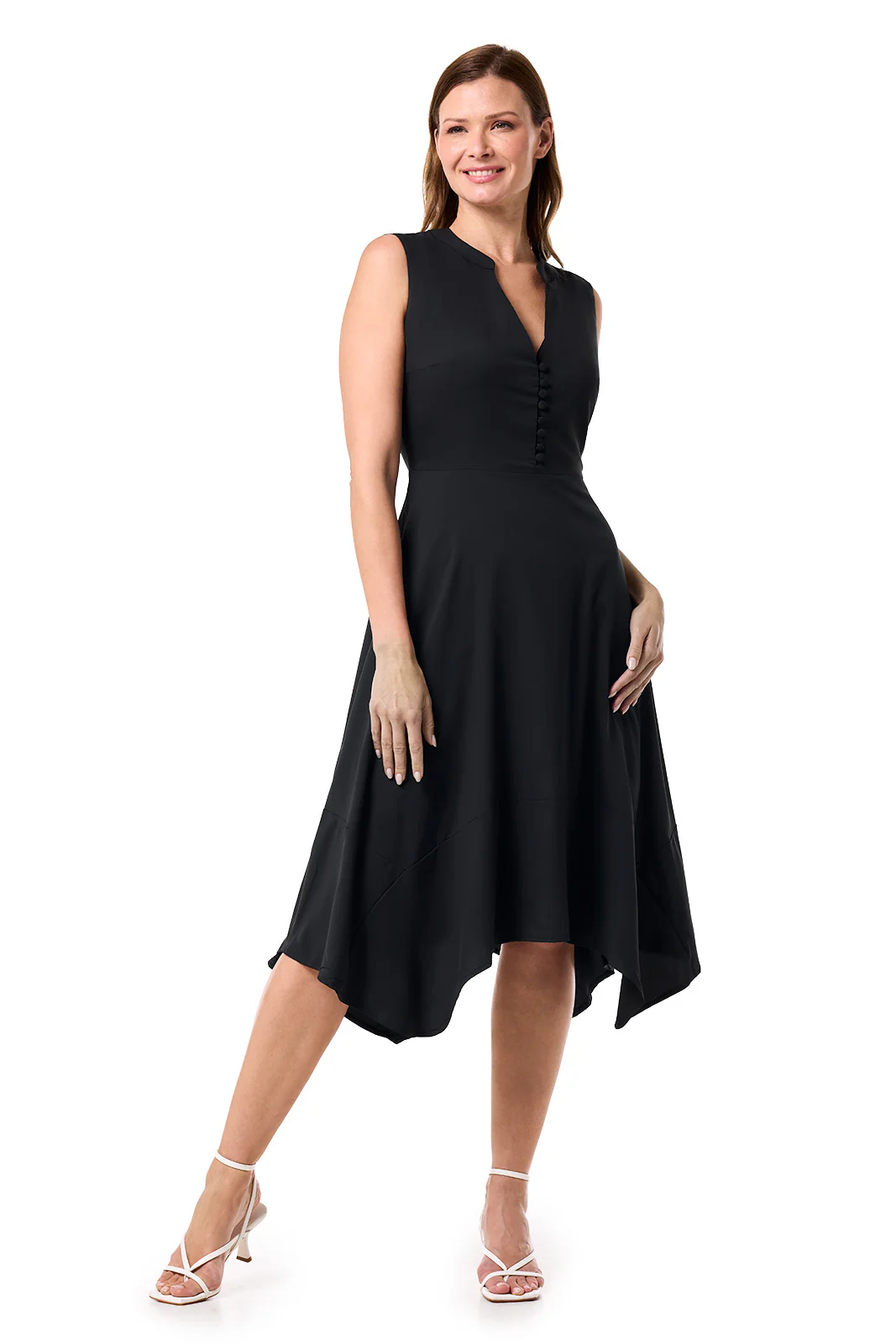 Women's Monroe Button Front Midi Dress | Black - Image 3
