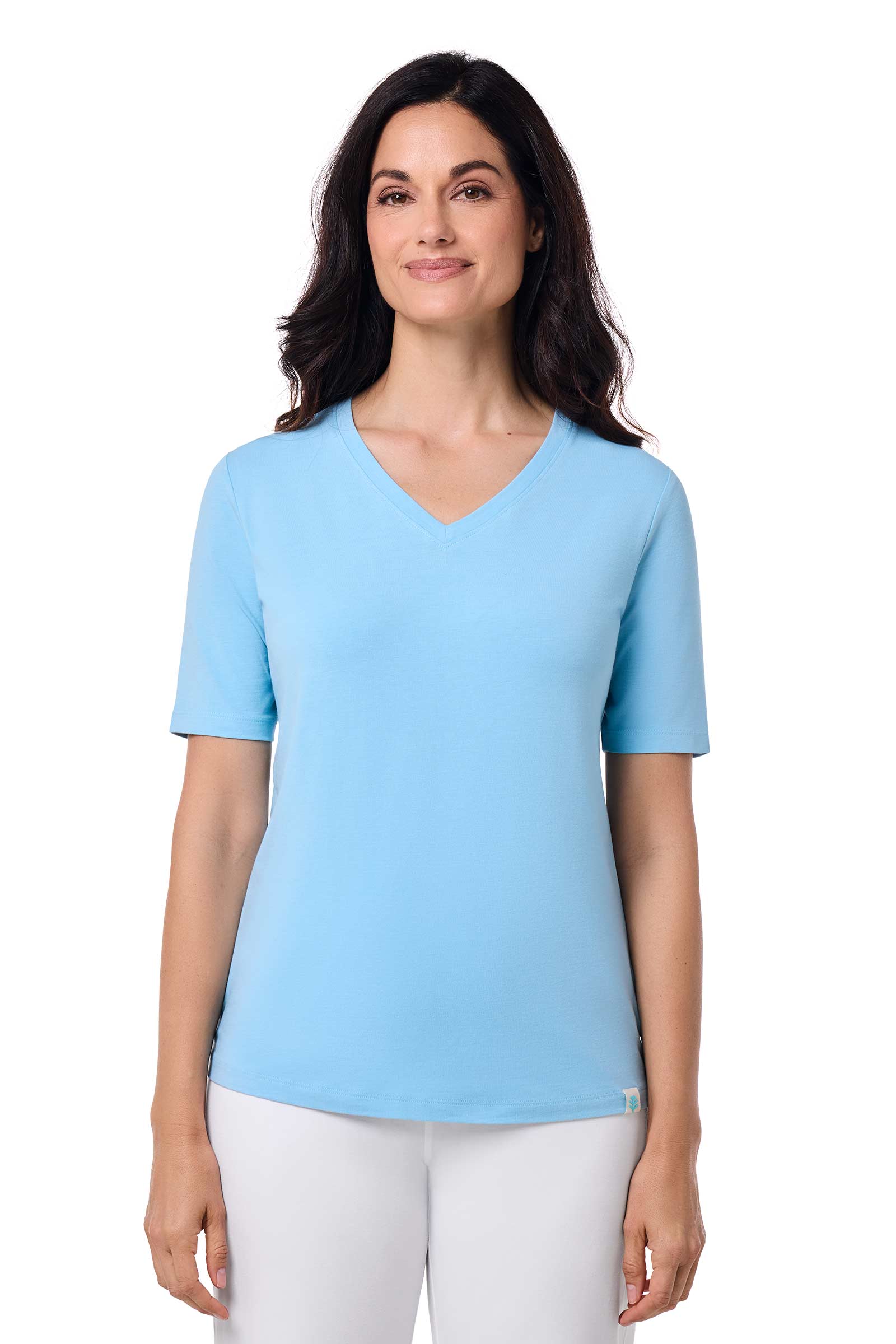 Women's Morada Everyday Short Sleeve V-Neck T-Shirt | Arctic Blue - Image 2