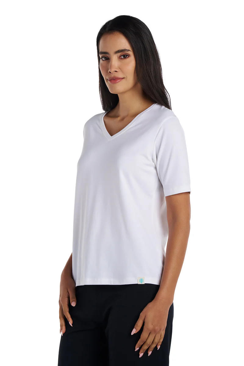 Women's Morada Everyday Short Sleeve V-Neck T-Shirt | White - Image 4