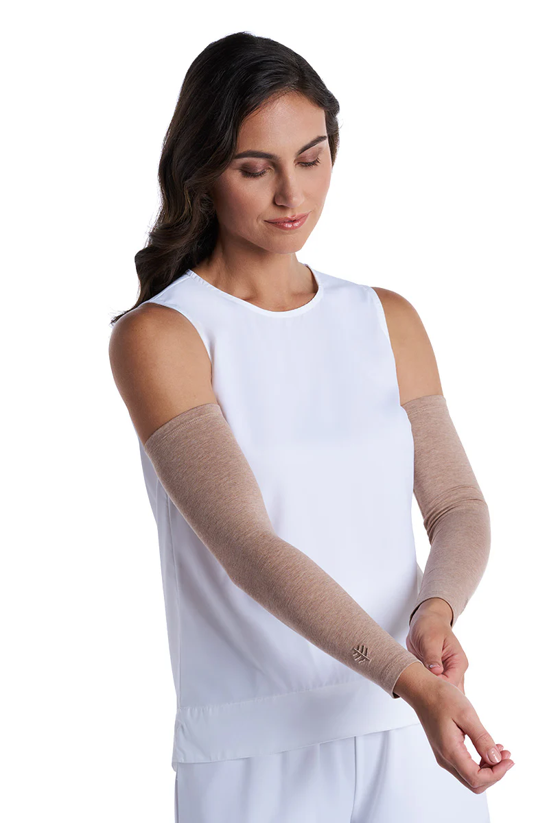 Women's Navagio Arm Sleeves | Dark Taupe Heather - Image 3