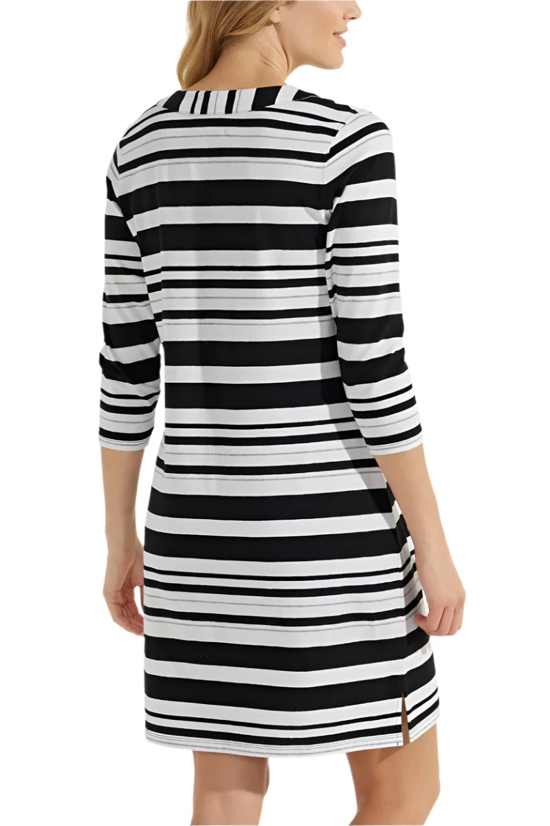 Women's Oceanside Tunic Dress with 3/4 Sleeve | Black/Grey - Image 2