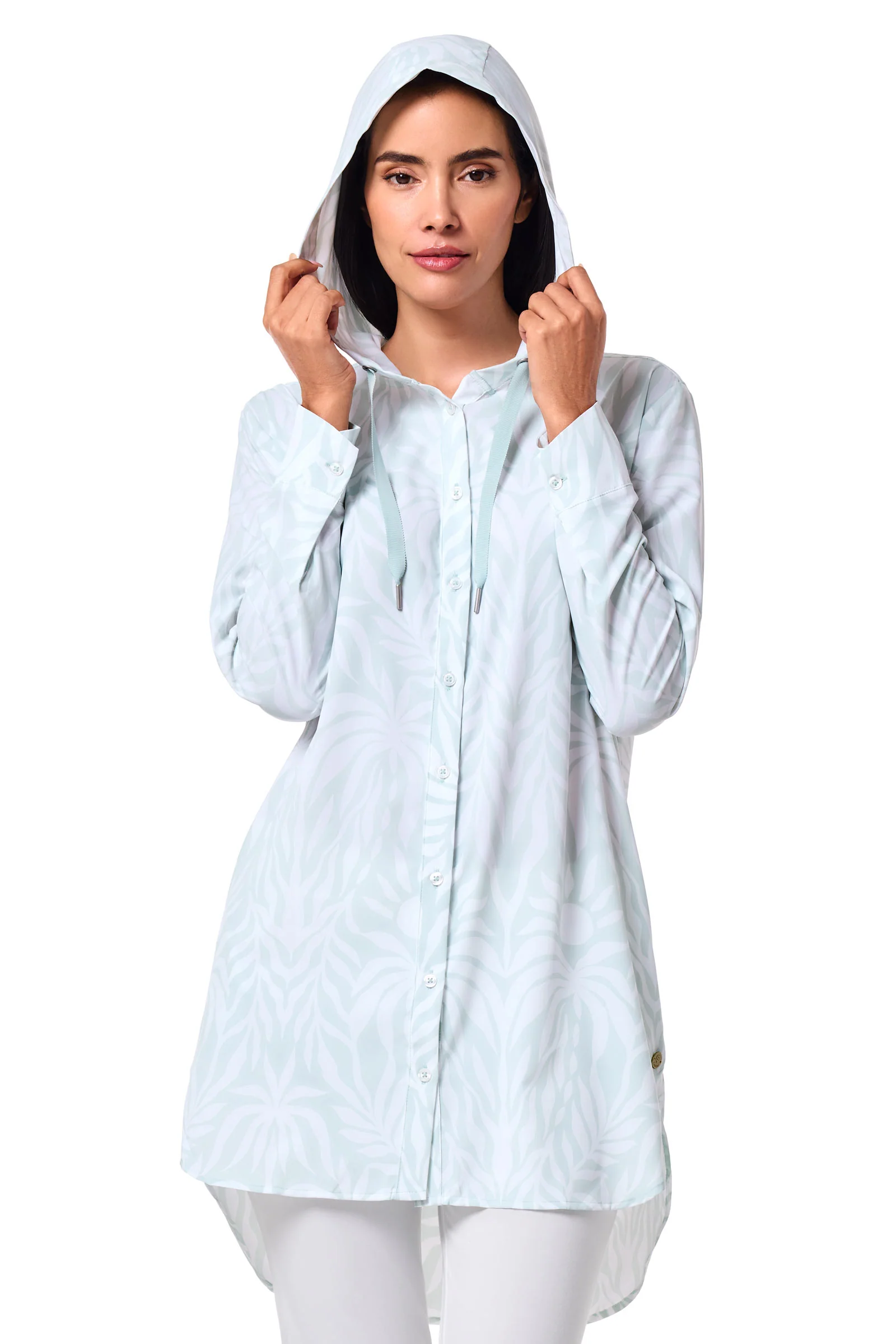 Women's Palma Aire Beach Long Sleeve Shirt | Misty Aqua American Palm - Image 5