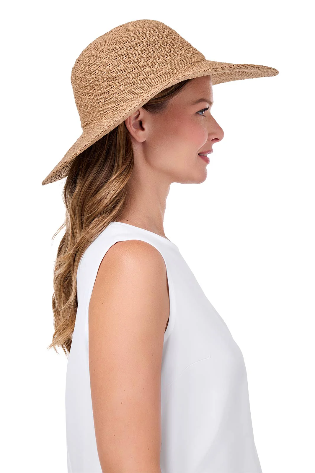 Perla Packable Wide Brim Hat | Tan - Image 7