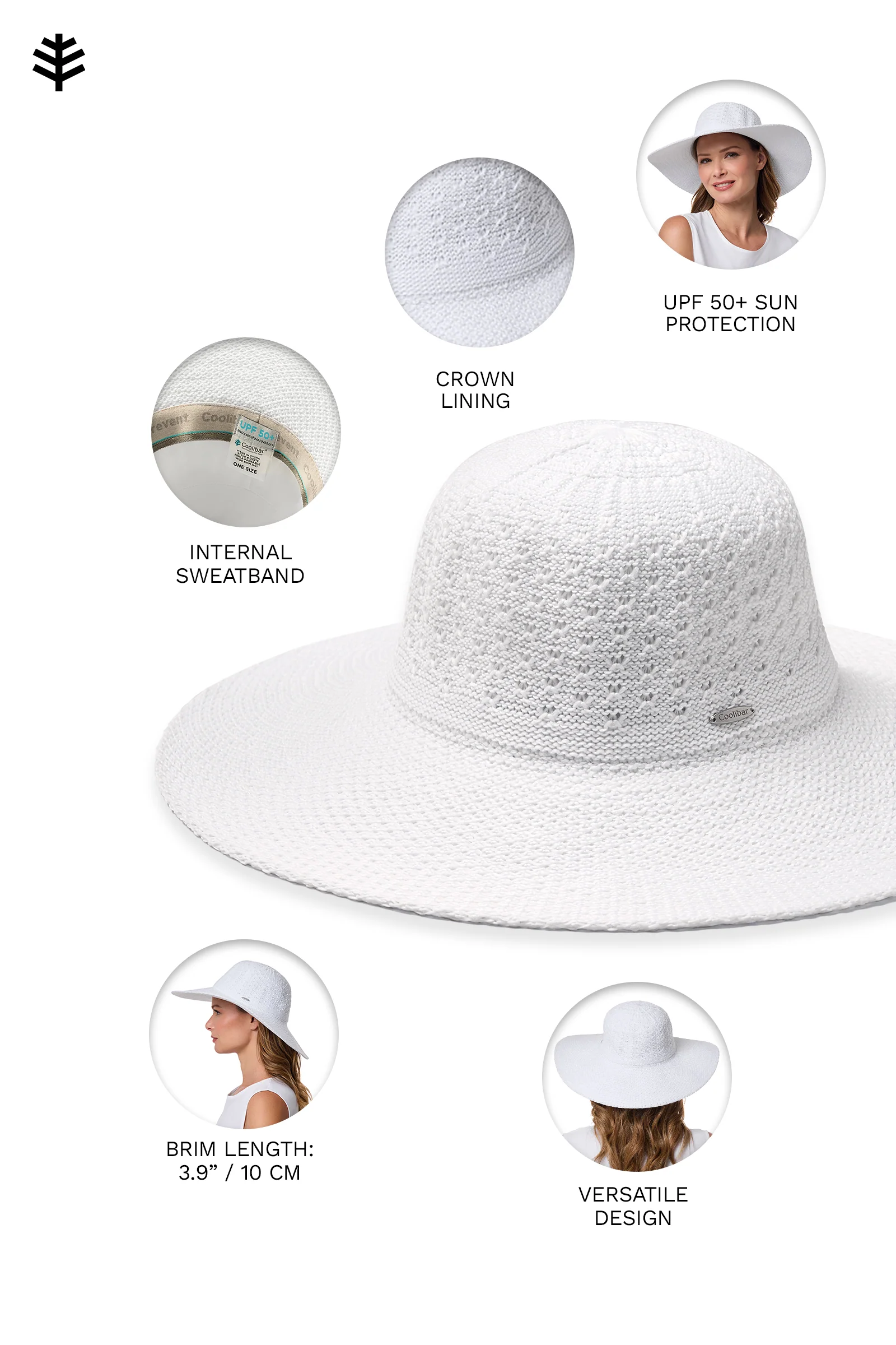 Perla Packable Wide Brim Hat | White - Image 6