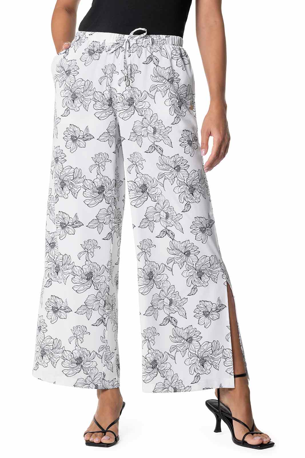 Women's Wide Leg Pants with Side Slits| Regular Parent - Image 30