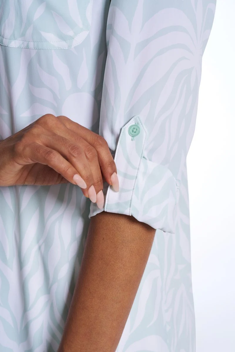 Women's Santorini Tunic Shirt | Misty Aqua American Palm - Image 6