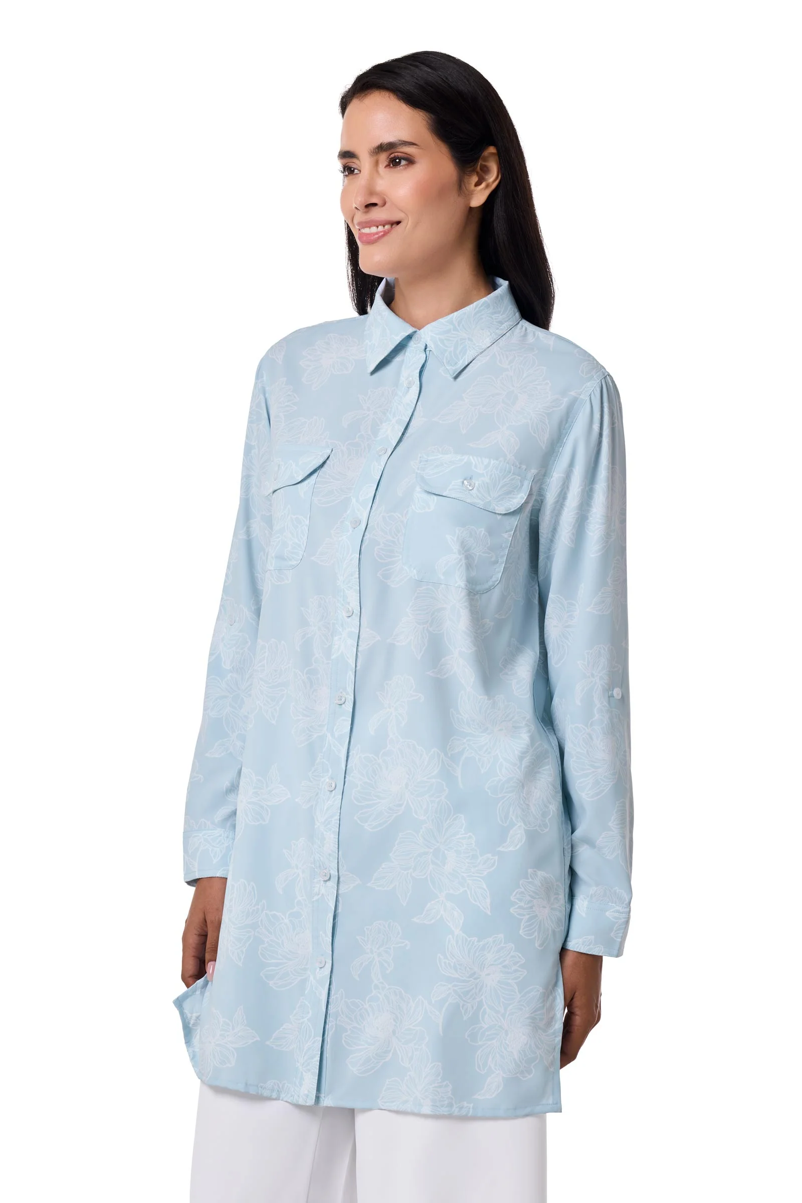 Women's Santorini Tunic Shirt | Skyride Perfect Peony - Image 3