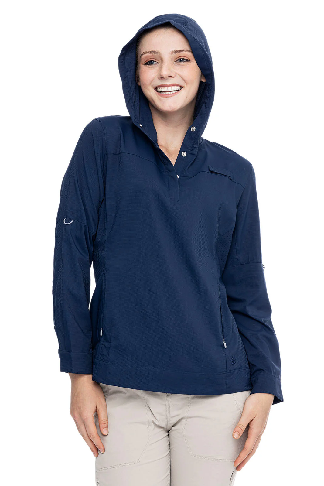 Women's Sea Spray Henley Hoodie | Navy - Image 4