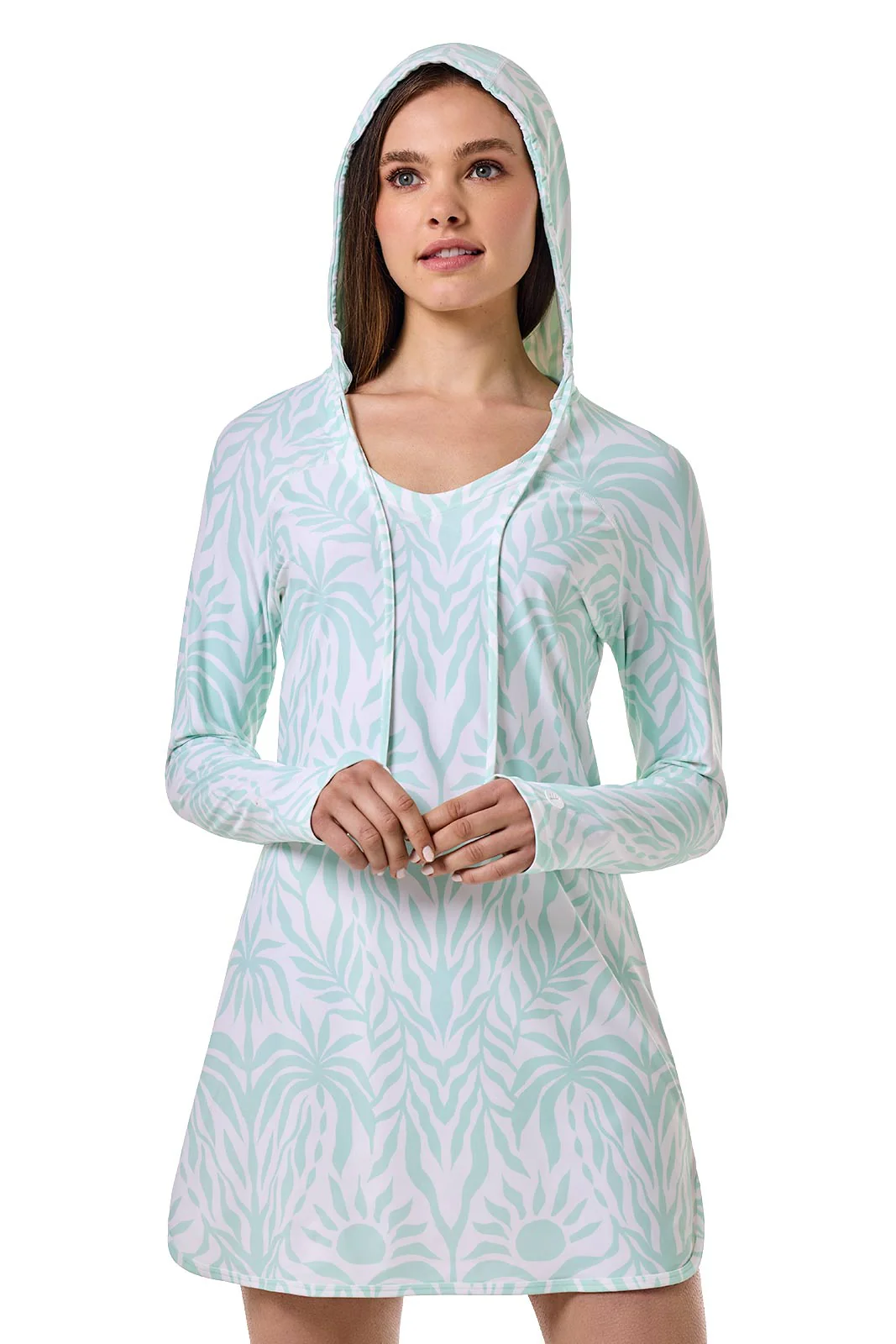 Women's Seacoast Swim Cover-Up Dress | Honeydew American Palm - Image 5