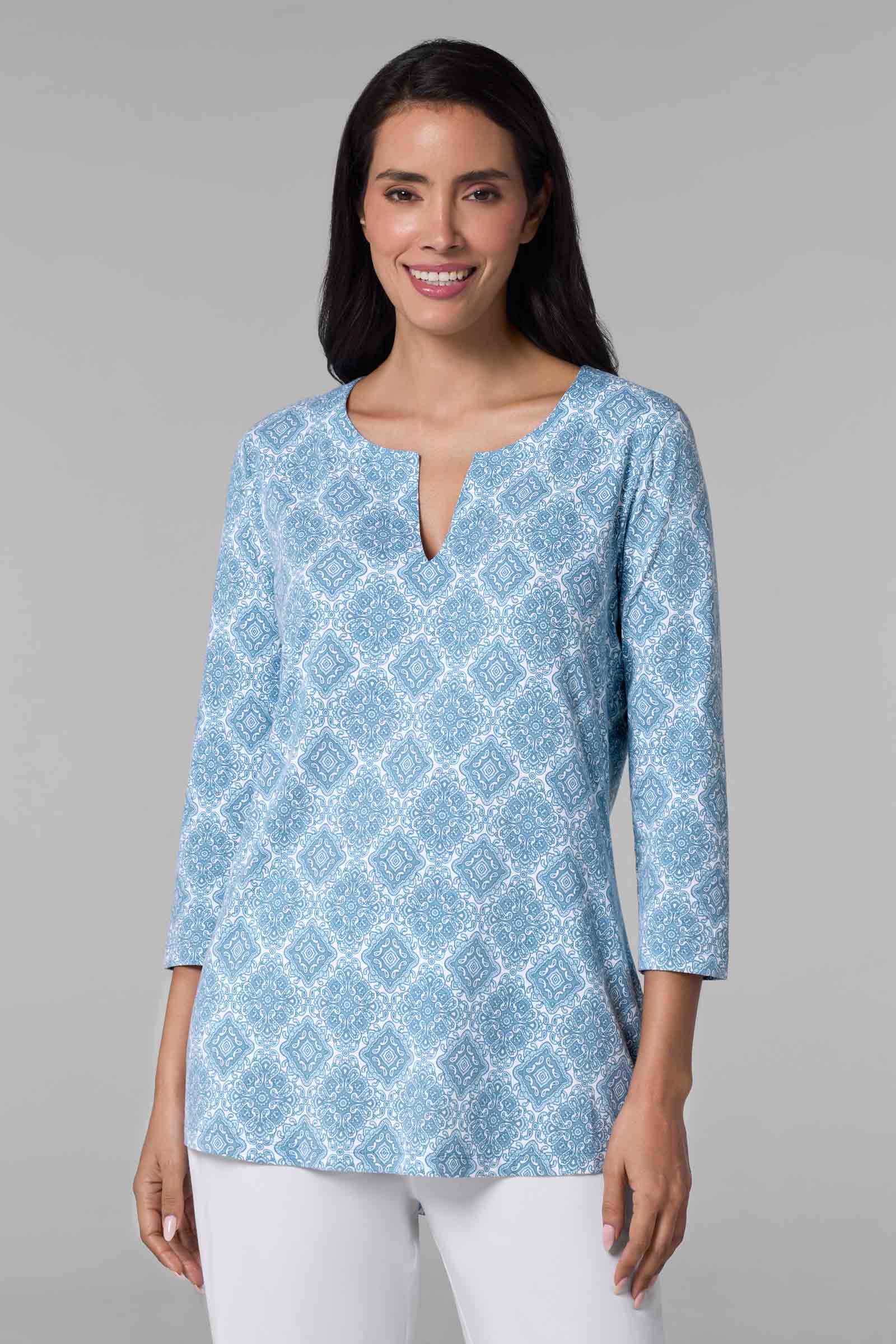 Women's St. Lucia Tunic Top | Skyride Diamond Mandala - Image 2