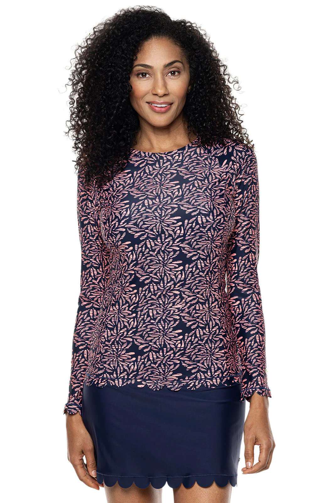 Women's Stony Coral Scallop Long Sleeve Rash Guard | Regular Parent - Image 6