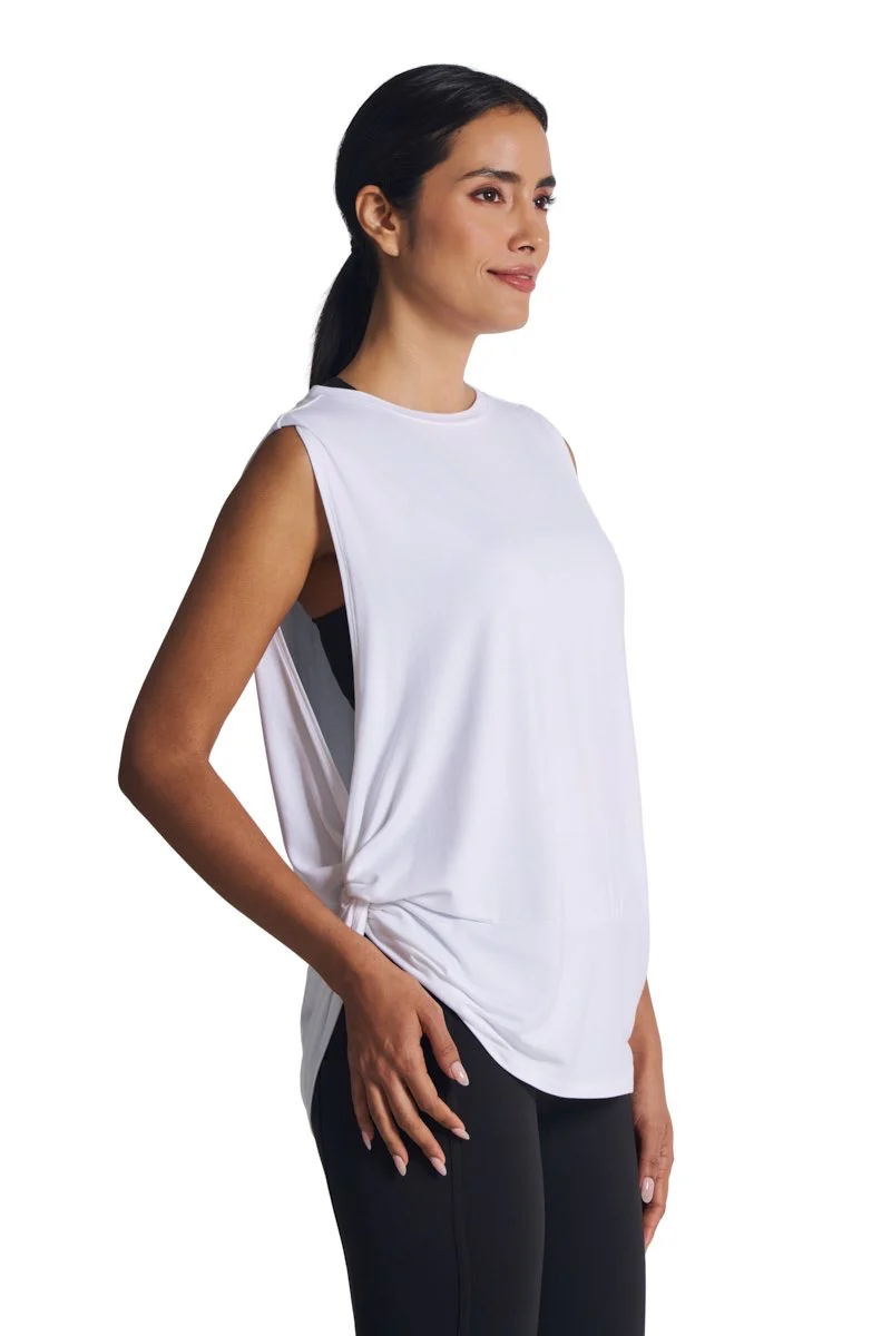 Women's Supine Twist Yoga Tank | White - Image 2