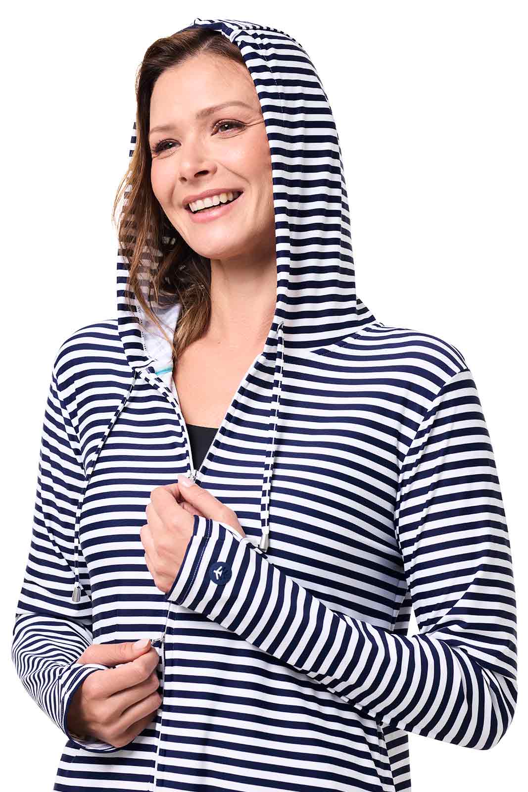 Women's Wailea Swim Cover-Up | White/Navy Stripe - Image 5